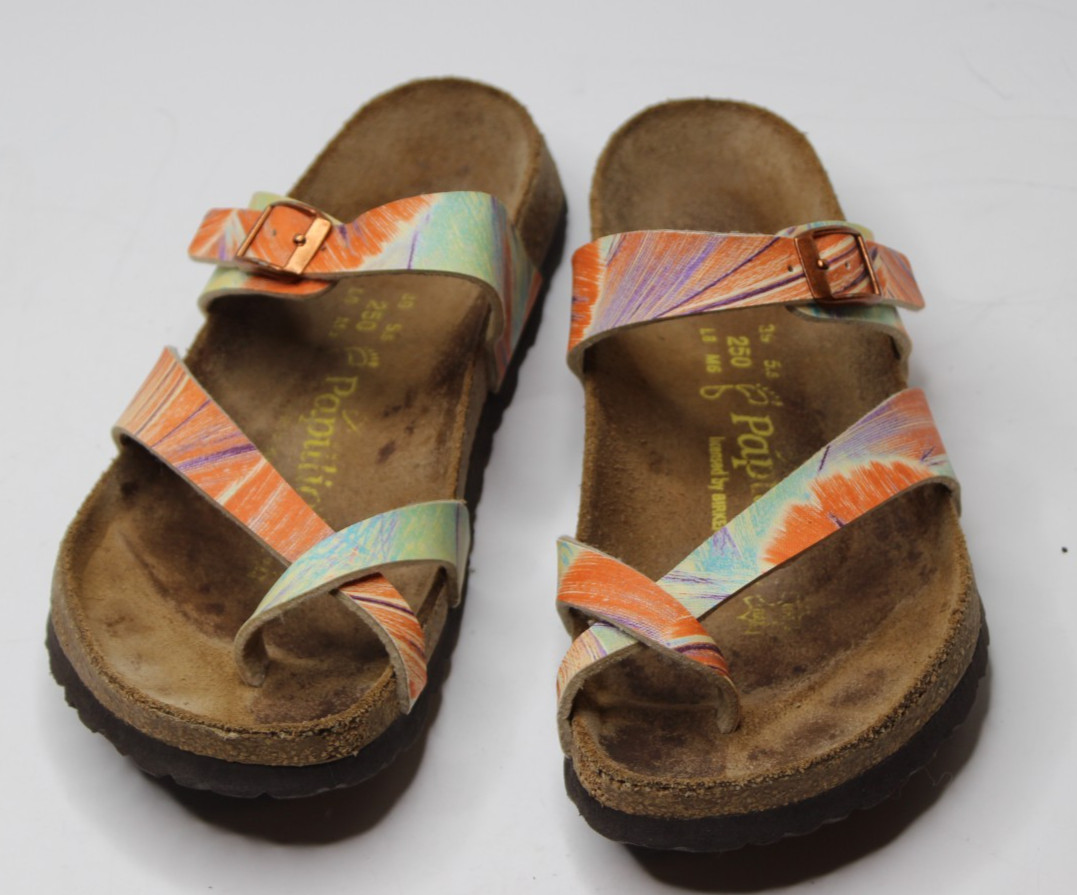 Birkenstock TABORA Papillio Sandals 39 Regular 8-8.5 US Germany Orange Blue