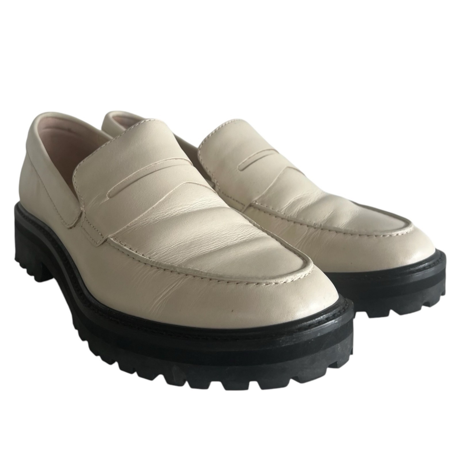 EVERLANE The Lug Sole Loafer 9.5 Chunky Parchment Cream Ivory Leather Platform