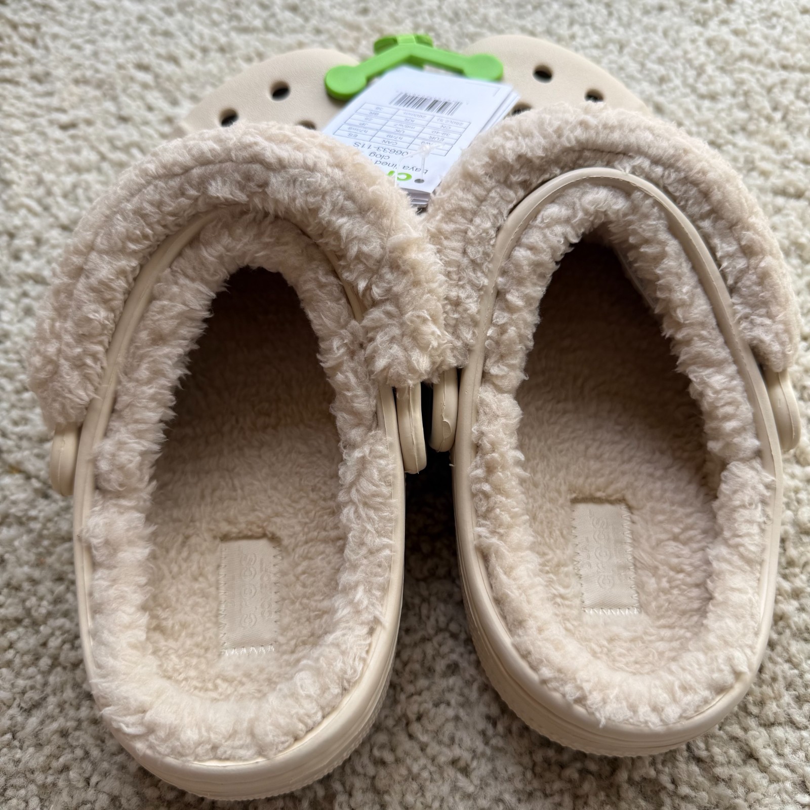 NWT Crocs Baya Lined Fuzz Strap Clog Winter White Men 7 Women 9 Slippers 206633