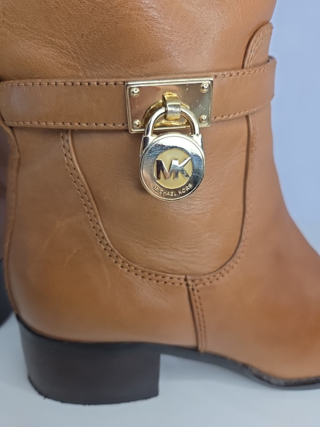 Michael Kors Hamilton Luggage Riding Boots Smooth Camel Colored Leather Sz 5.5 M