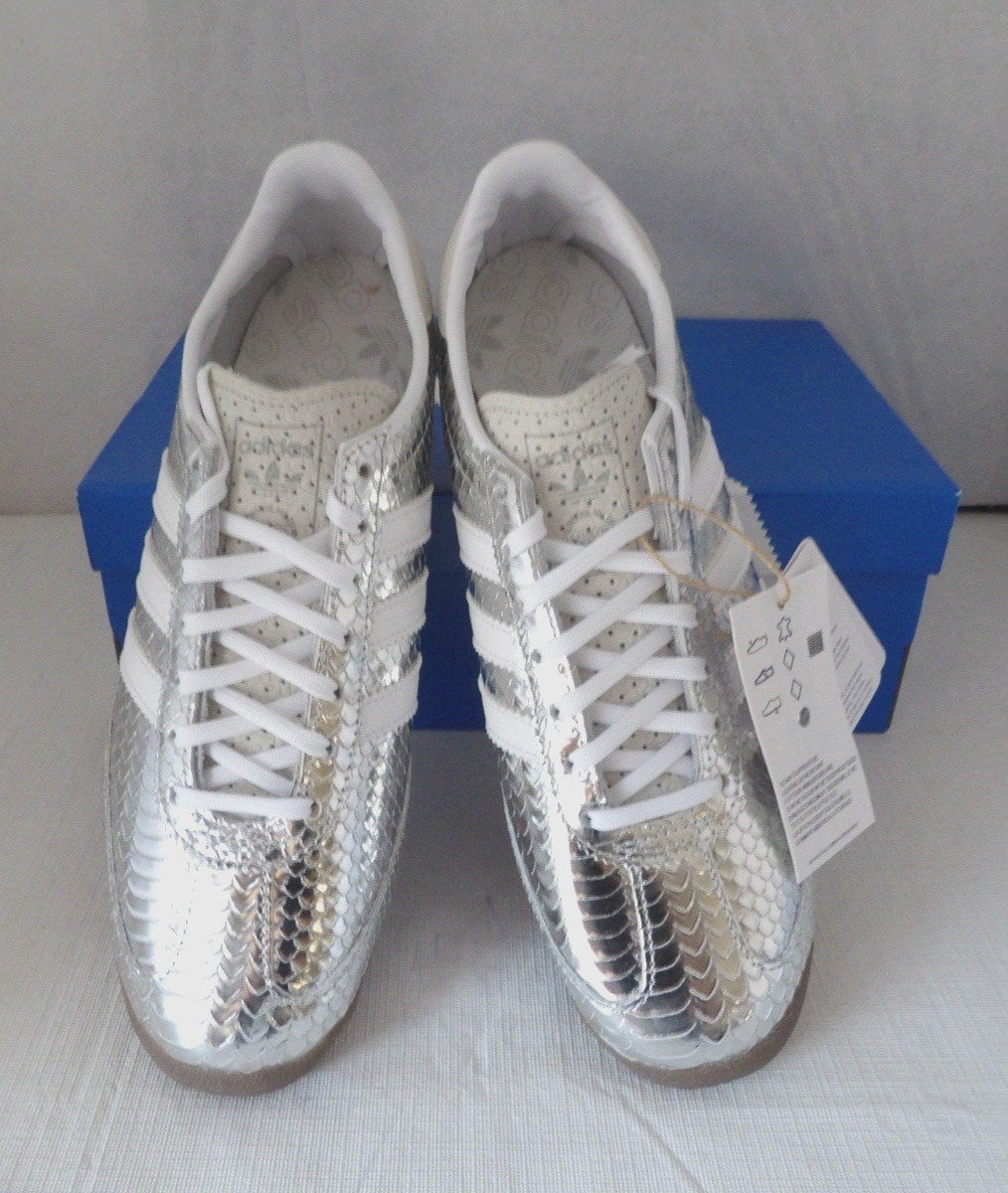 NWOB Authentic ADIDAS SL 72 OG Metallic Silver Snake Leather Women’s Shoes 9 M