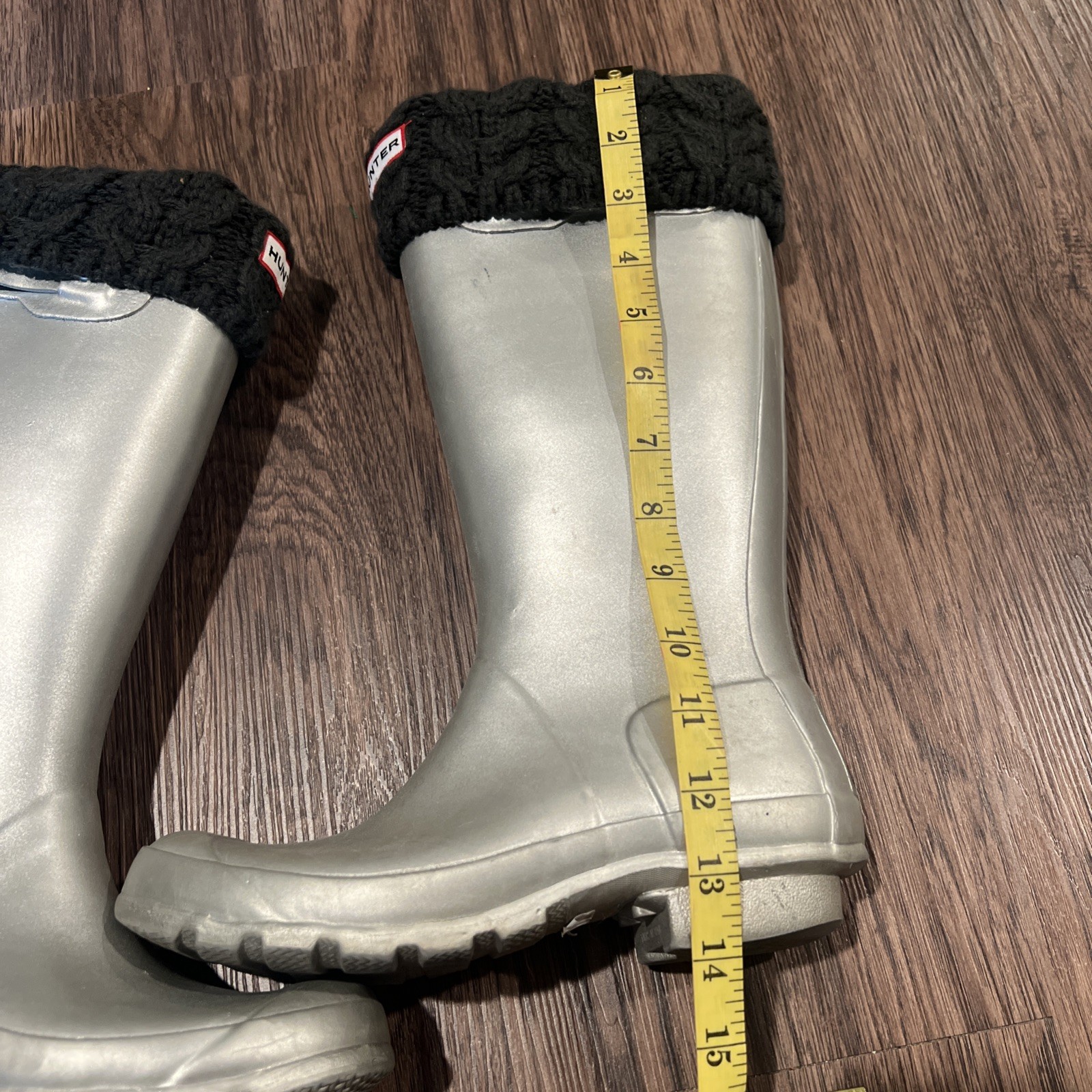 Hunter hohe Regenstiefel silber metallic Gummi Größe Size 5-6