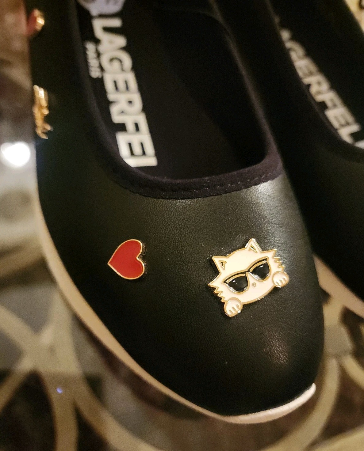 Karl Lagerfeld Paris Charm-Embellished Black Ballet Flats
