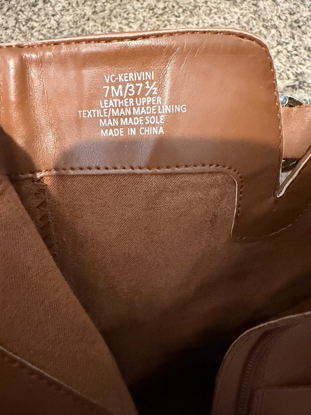 Vince Camuto Kerivini Brown Leather Mid-Calf Boots Zip Buckle Comfort 7M