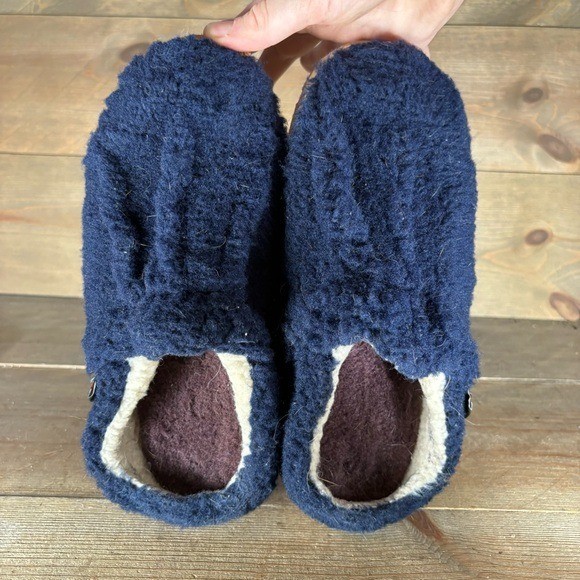 ll bean cozy womens size 7 shoes blue sherpa lined comfort slippers