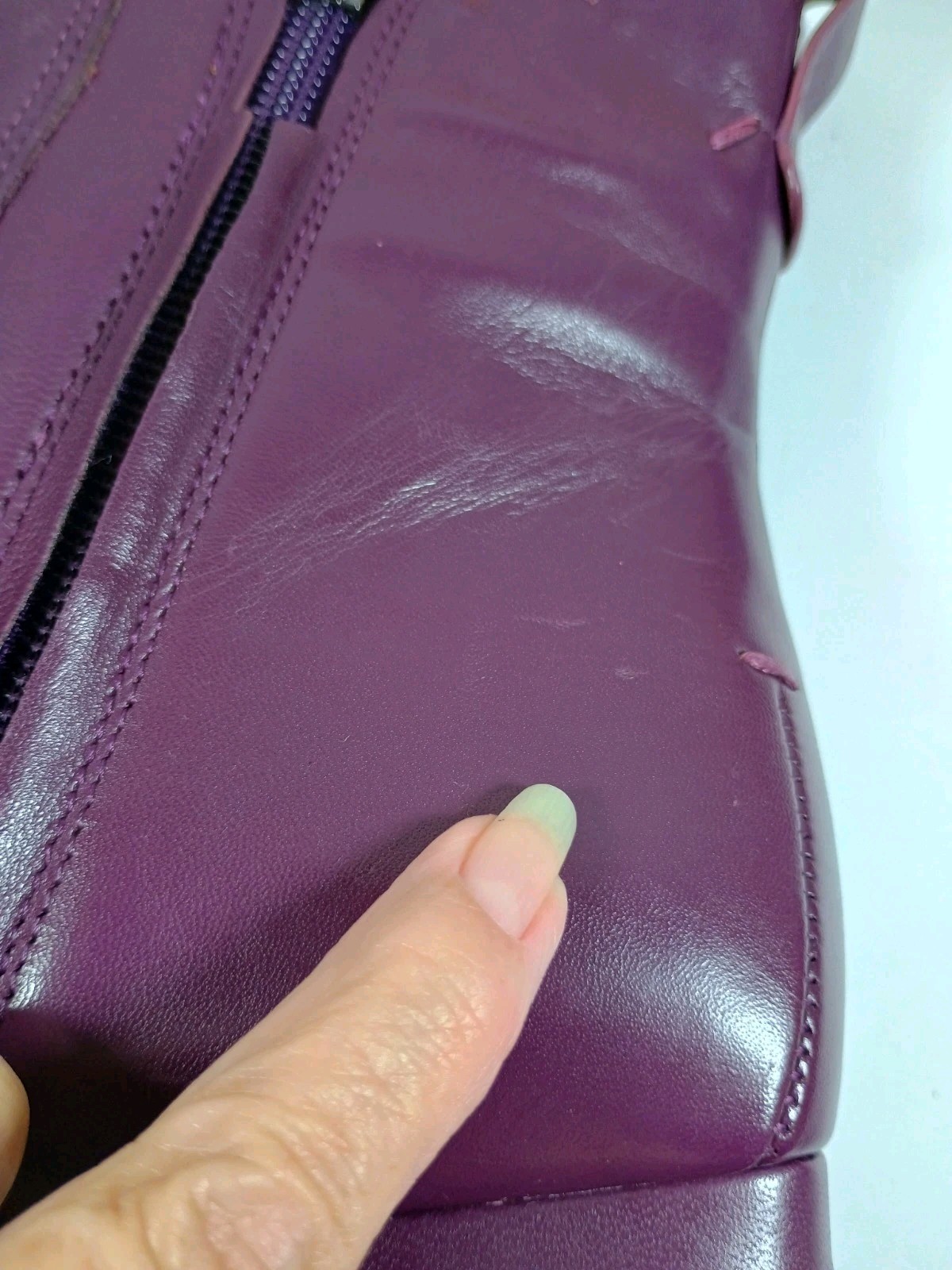 Franco Sarto Waxton Square Toe Block Heel Bootie Plum Purple Leather US 11M NWOB