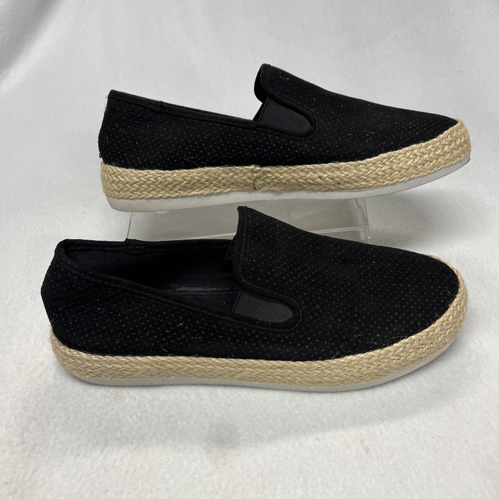 Esprit Nadine Espadrille Flats US 9M Black Faux Suede Textile Uppers Casual Shoe