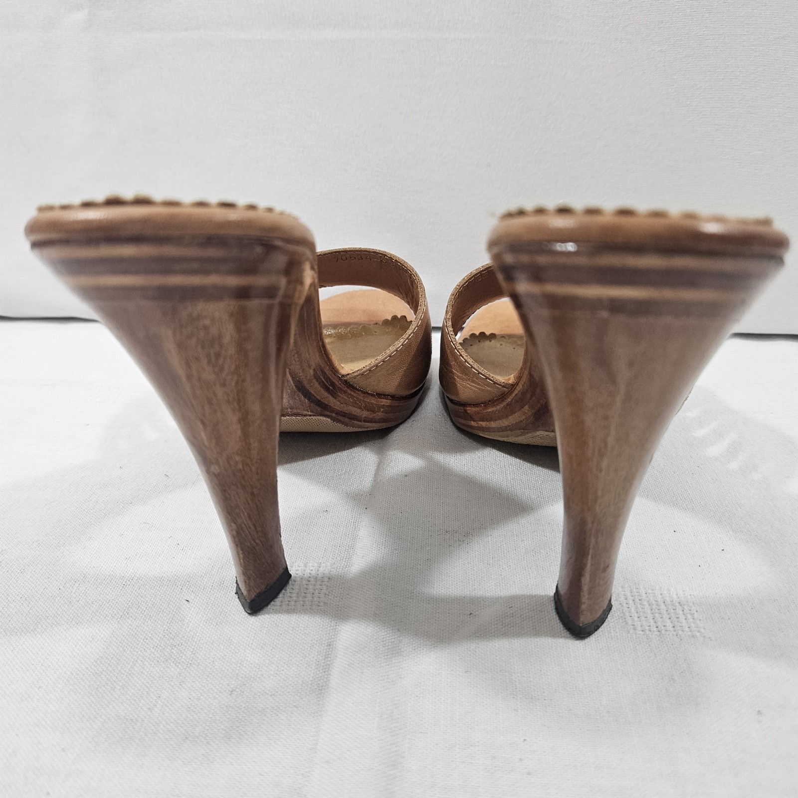 1980’s Wild Pair Original Sandals Mule Heels Slides Tan Leather Women 7.5 Brazil