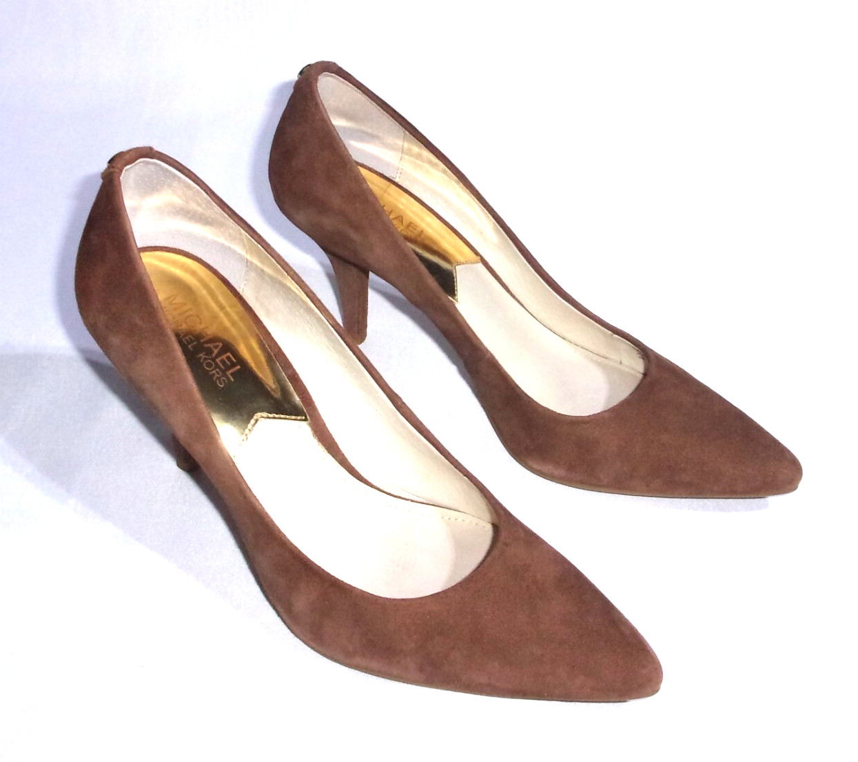 Michael Kors Brown MK-Flex Mid Pointed-Toe Pumps 9.5 M genuine suede 9 1/2 NEW