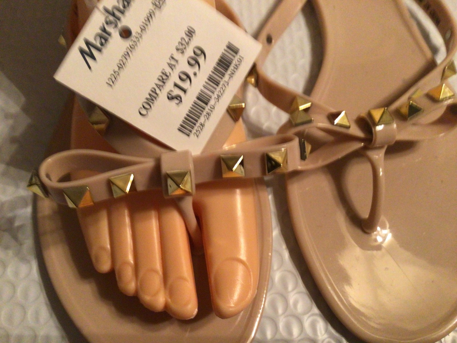 STEVEN New York Deevan Bow Beige w/Gold Studs Sandals Flip Flops Sz 8.5 NWT