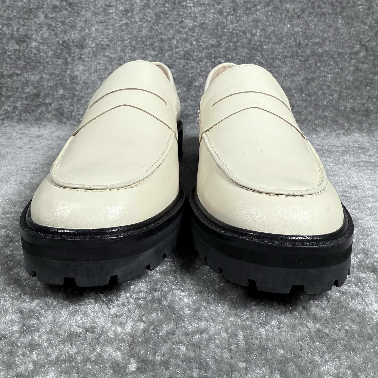 EVERLANE The Lug Sole Loafer 9.5 Chunky Parchment Cream Ivory Leather Platform
