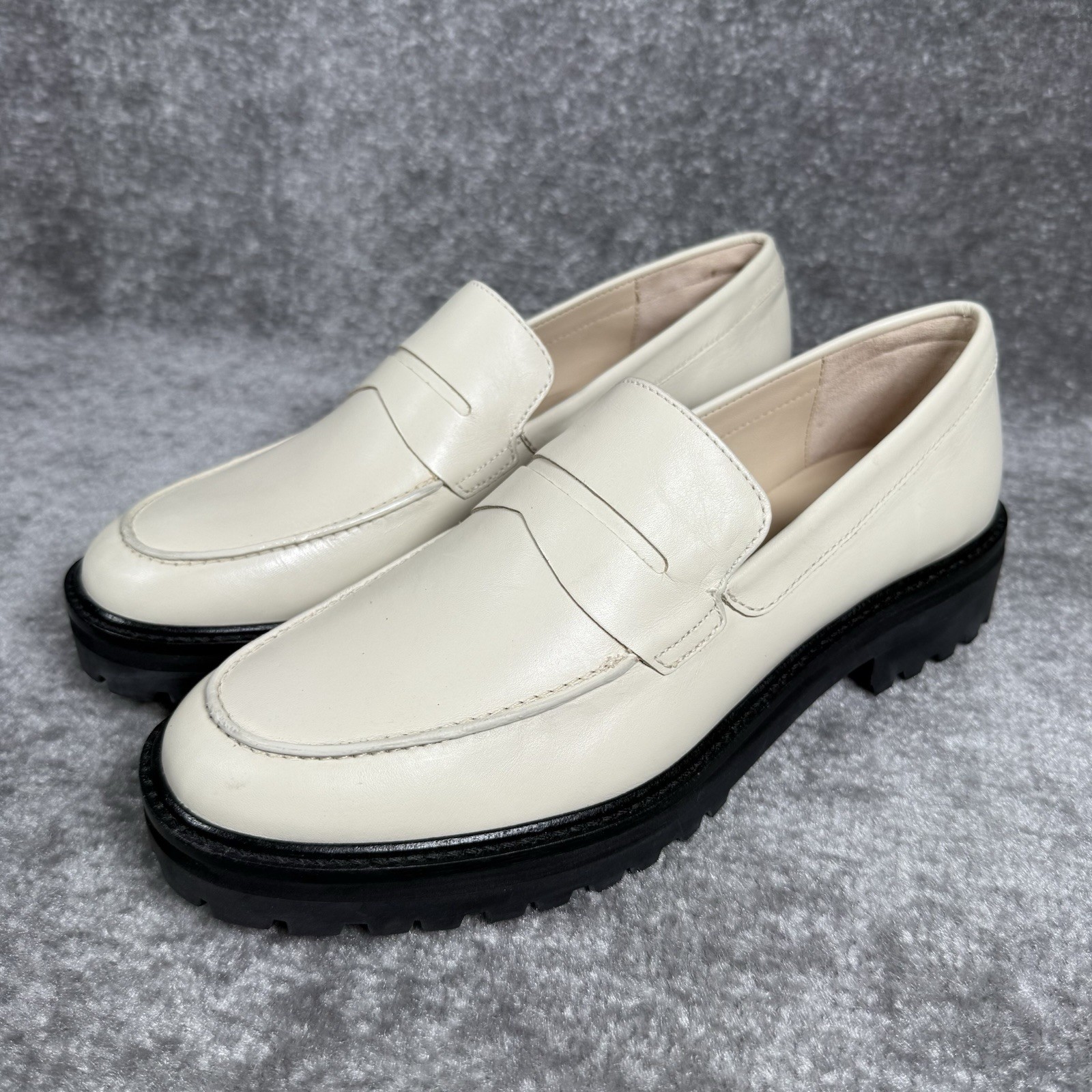 EVERLANE The Lug Sole Loafer 9.5 Chunky Parchment Cream Ivory Leather Platform