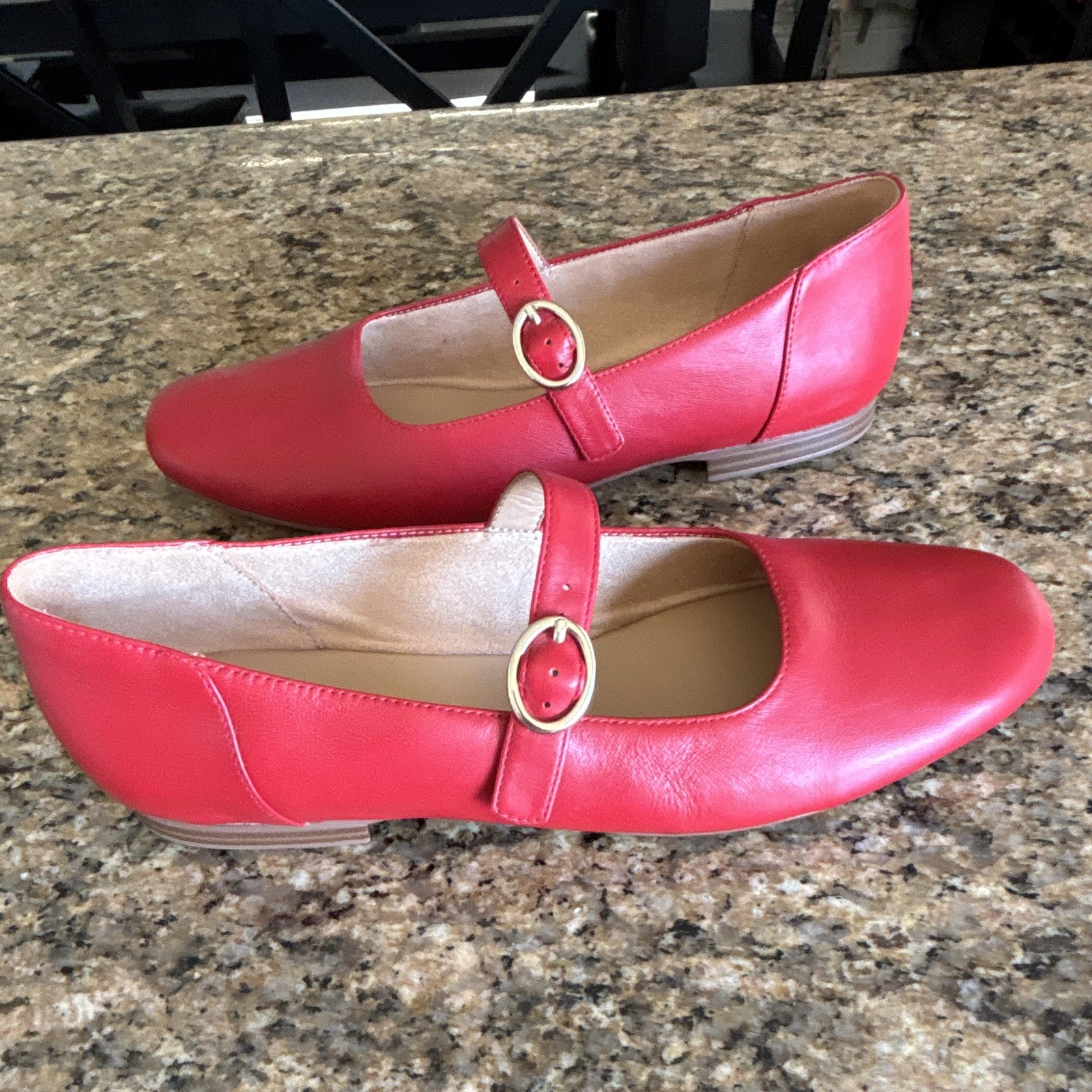 Naturalizer Women’s Red Leather Kelly Mary Jane Flats US 9.5 M New W/O Box