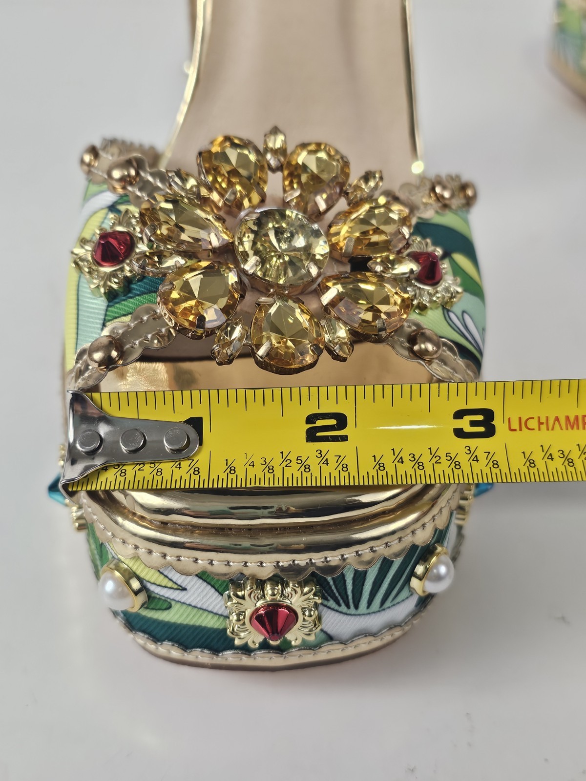 Retro 70s Style Rhinestone Pearl Embellished Platform Shoe Sandals S10 Jeweled