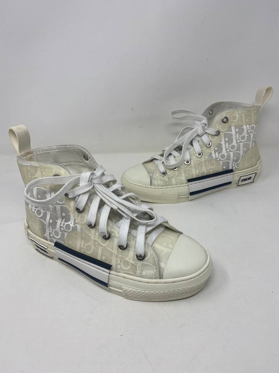 Dior High-Top Monogram Sneakers White Oblique Women EU 37 US 7 Used Authentic