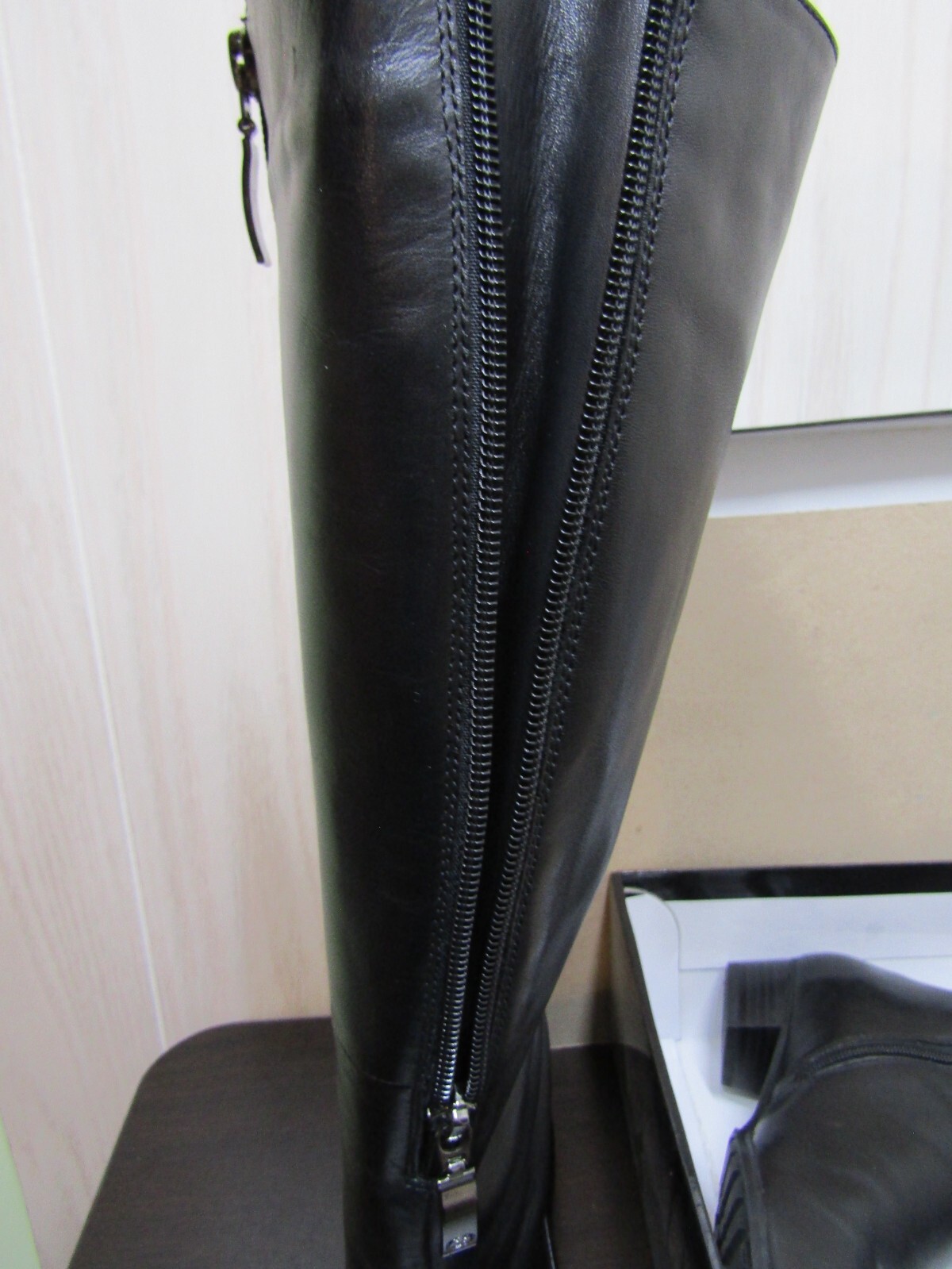 Gerry Weber Caren Black Leather Tall Boots Fur Lined Size Women EU 39 US 9