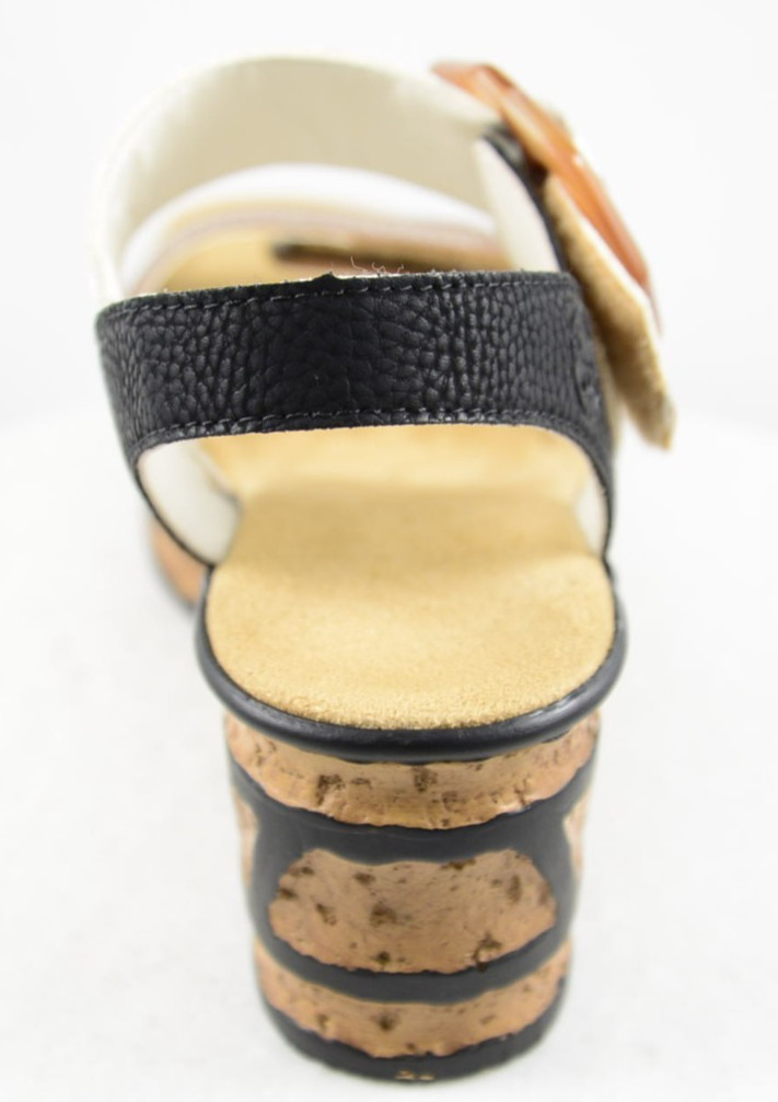 Rieker Antistress Rose 76 US 6.5 Beige Black White Platform Wedge Sandal EU 37