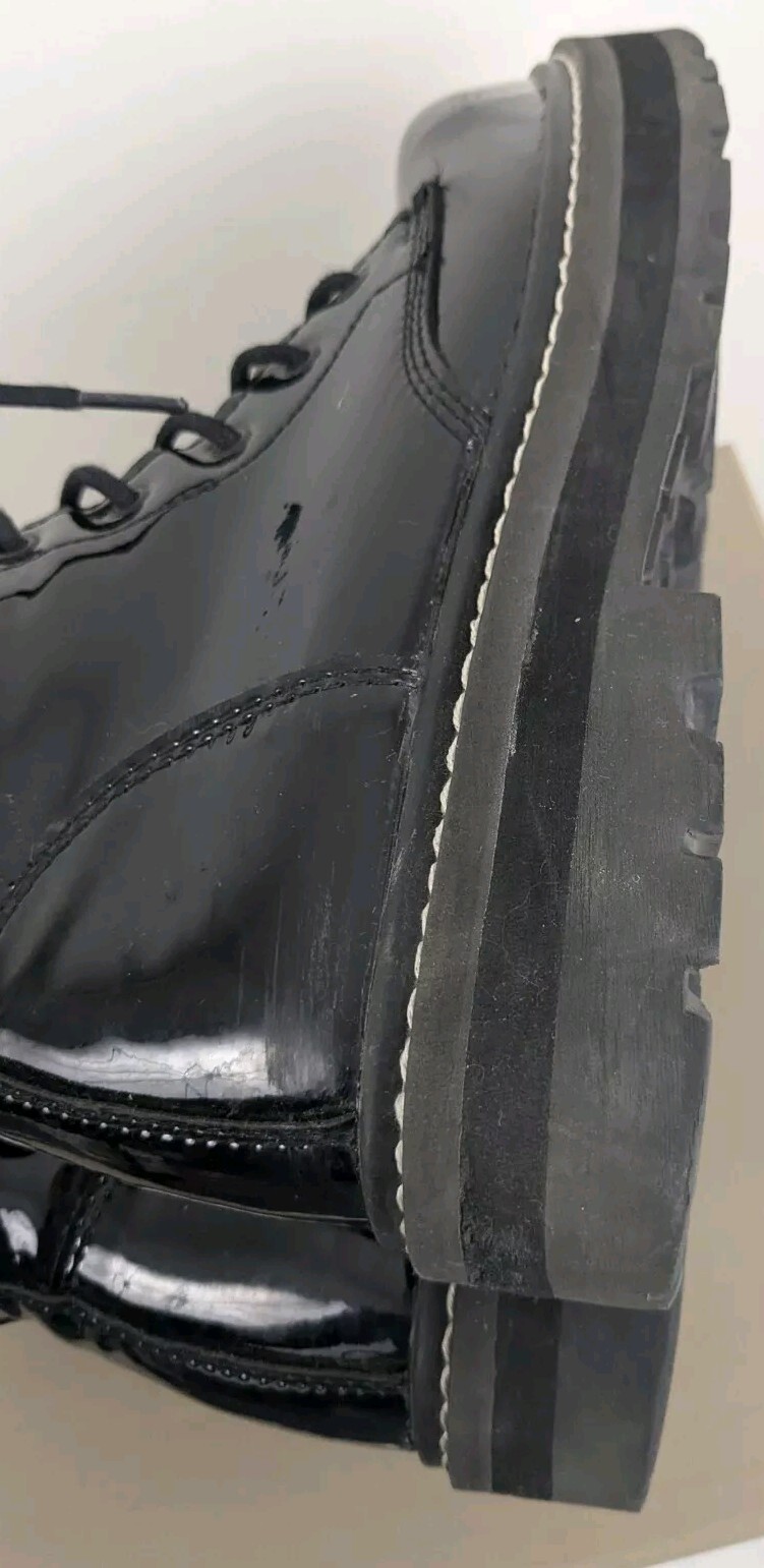 Avenger Fortune Work Boots Patent Combat Womens 9.5 Black Hi Lace Up Grunge Punk