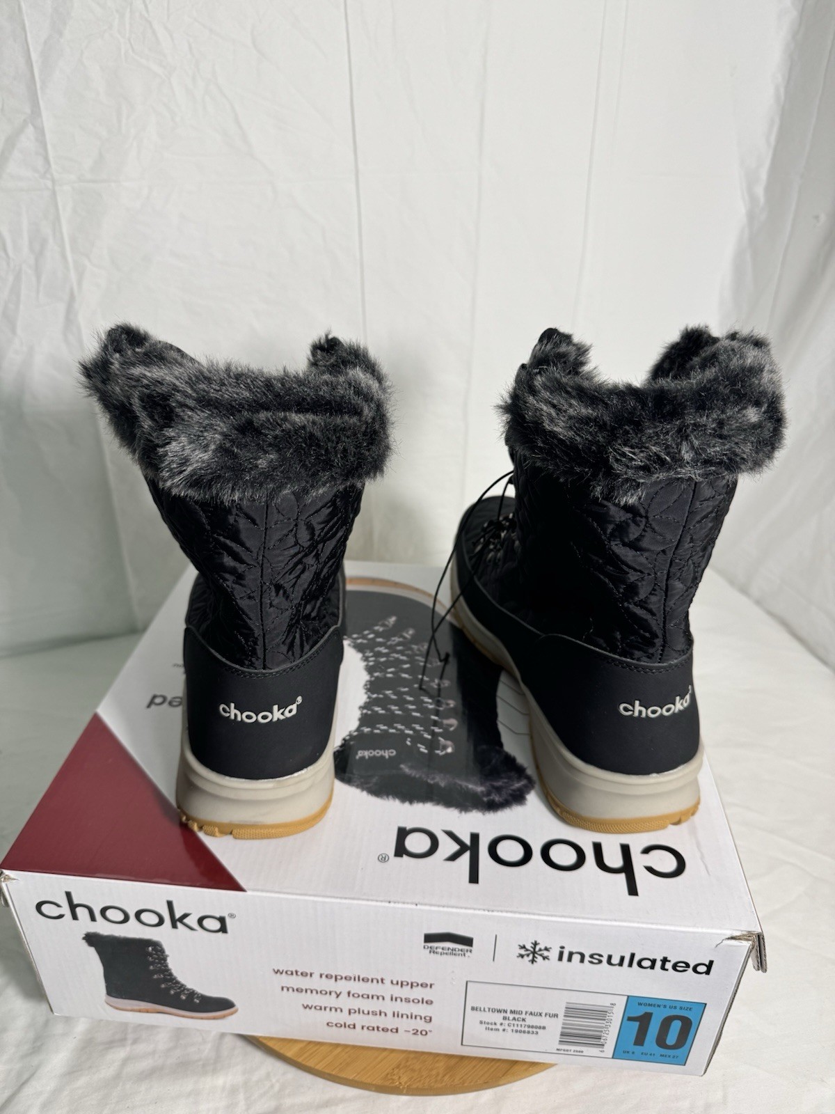 Chooka Belltown Mid Faux Fur Insulated Winter Boots Women’s Size 10 Black New
