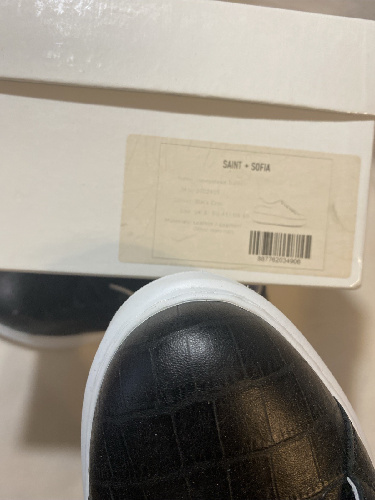 Saint + Sofia Black Hampstead Crocodile Print Leather Platform Sneaker Size 10