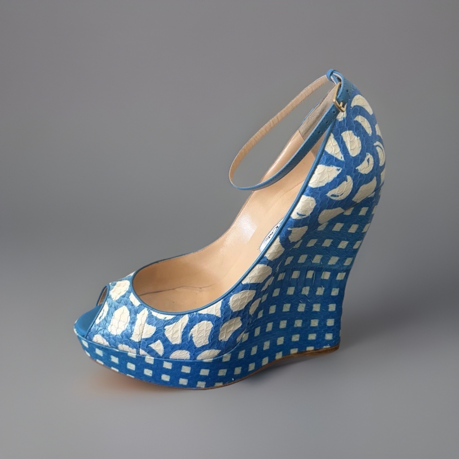 Oscar de la Renta ALALY Snakeskin Wedge 39.5