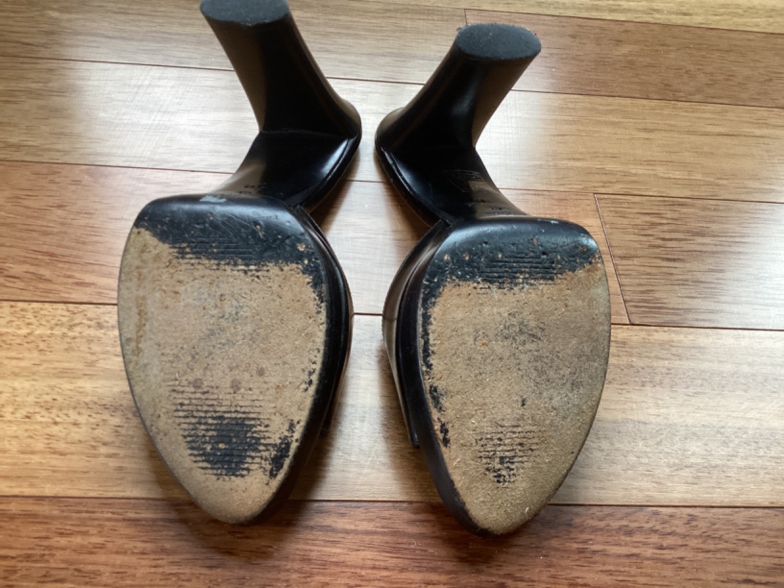 Via Spiga Vintage 4 Inch Heel Italian Black Leather Platform Mules Slides Sz 7