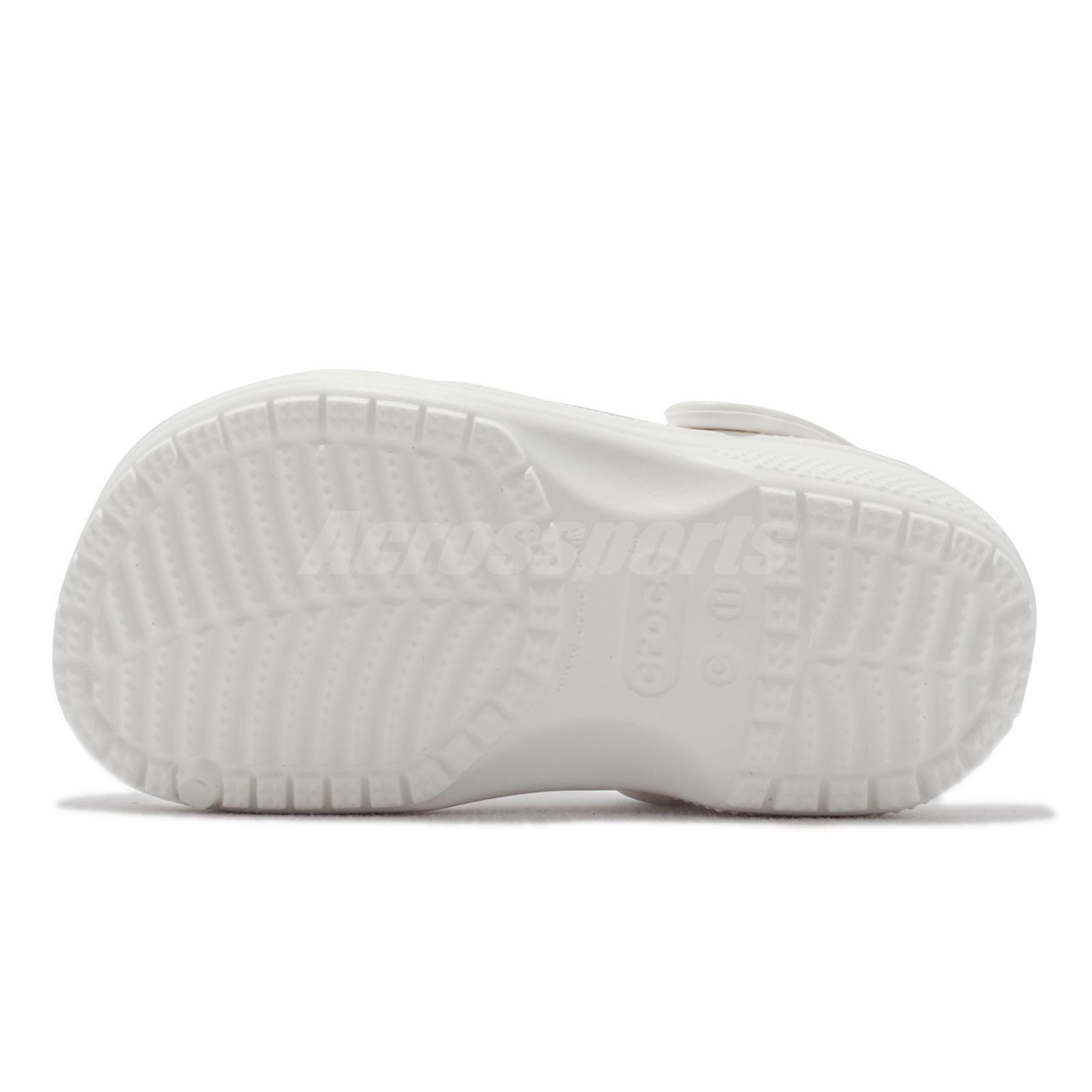 Crocs Classic Clog K White Black Kids Preschool Slip On Casual Sandal 206991-100