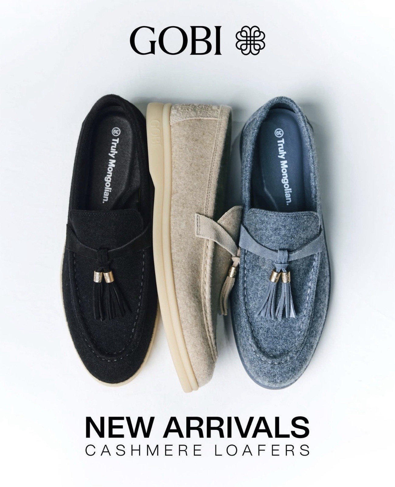 GOBI Mongolian 100% Cashmere Loafers Women Grey Sz: US 5.5 NEW w/Box and Dustbag