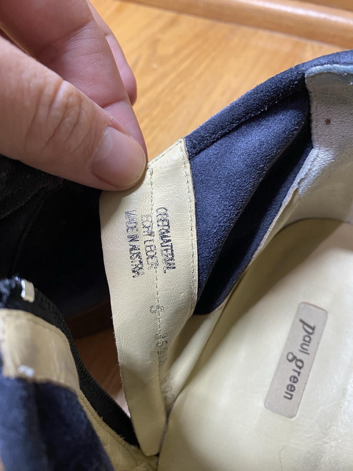 PAUL GREEN Navy Blue Suede Ankle Botties with Side Zipper Size US 8.5 NARROW