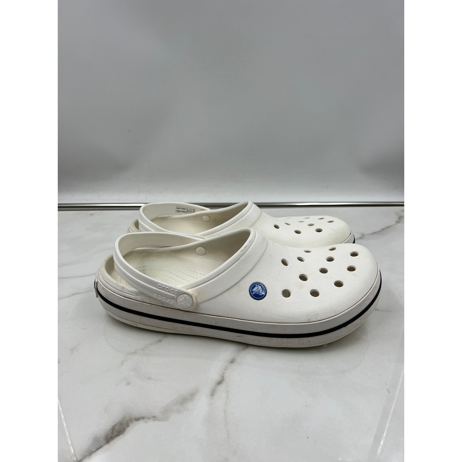 Crocs Crocband Clog White Black Stripe 11016-100 Mens Size M11