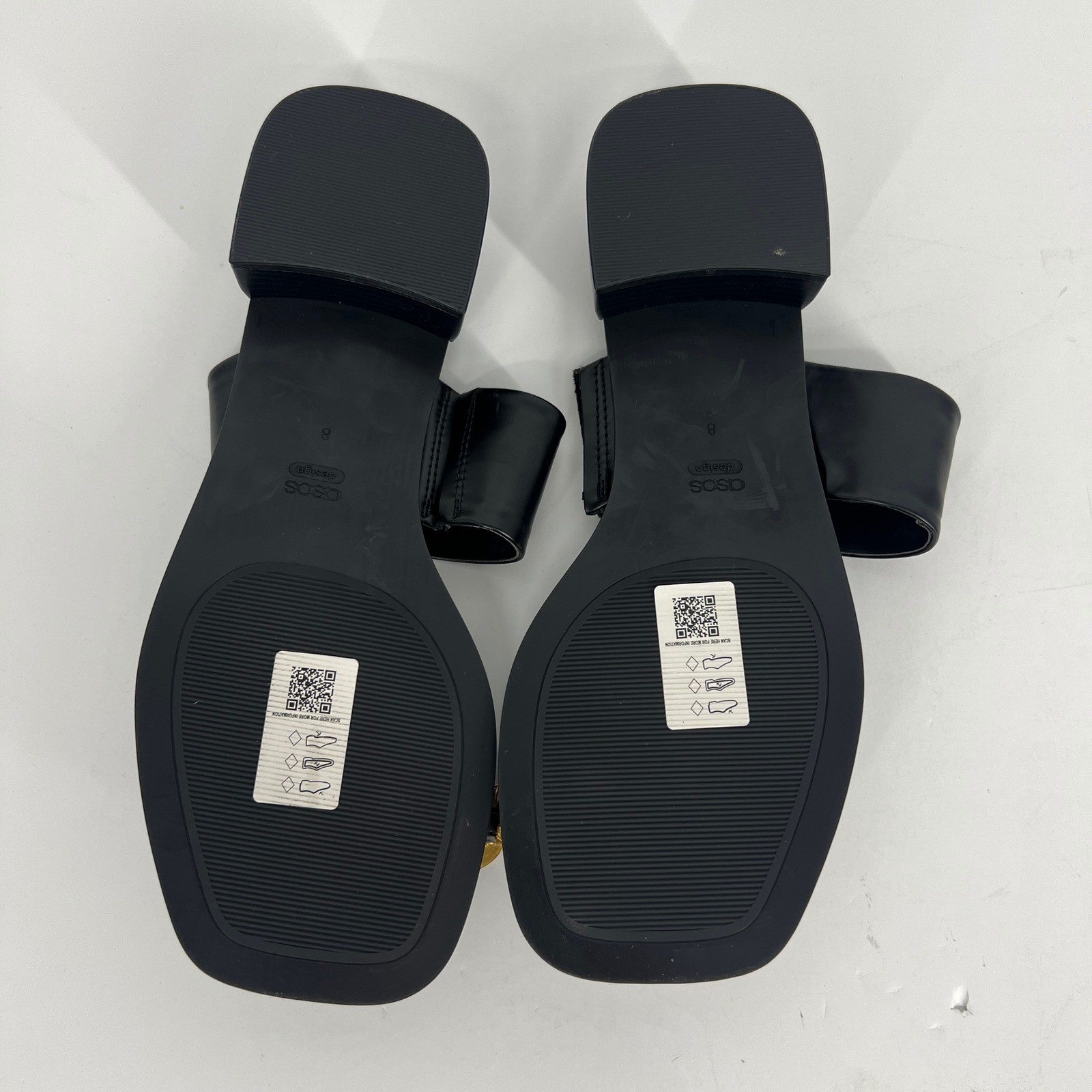ASOS DESIGN Finesse Heeled Sandals Hammered Metal Toe Loops Black Black Women 10
