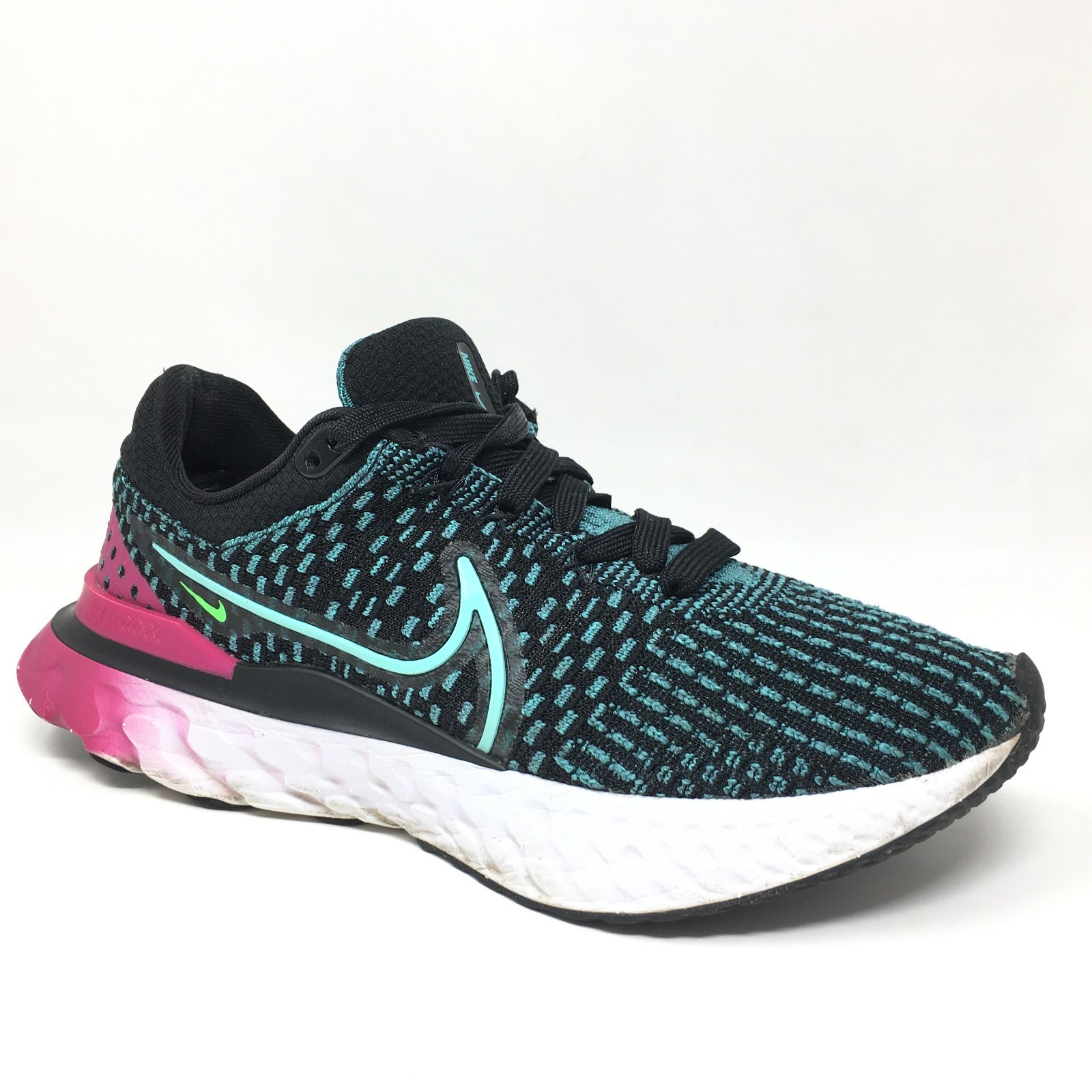Nike React Infinity Run Flyknit 3 Shoes Sneakers Womens Size 7.5 Turquoise Pink