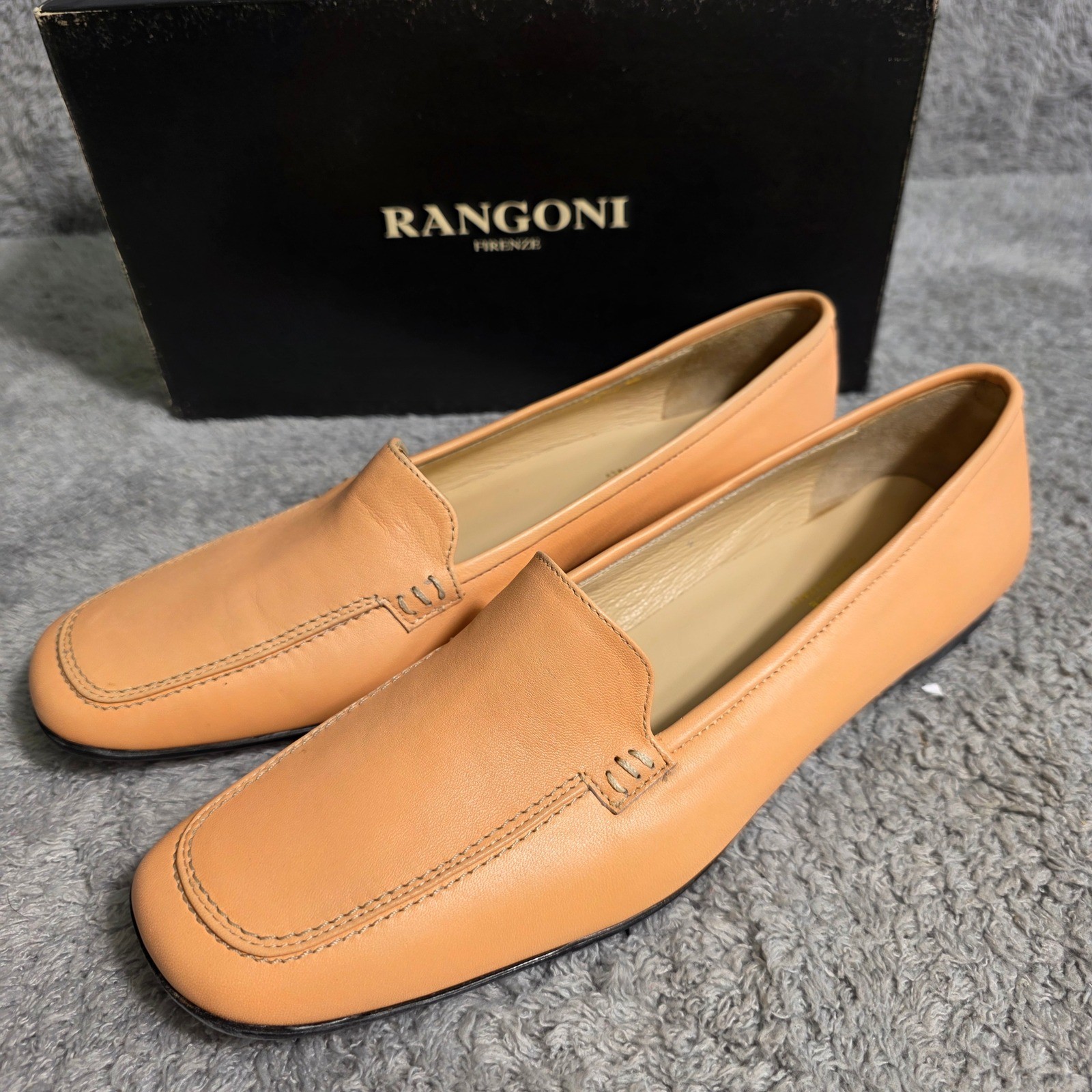 VTG NEW Rangoni Firenze Italian Leather Salmon Nude Loafers Flat Shoes Women 8M
