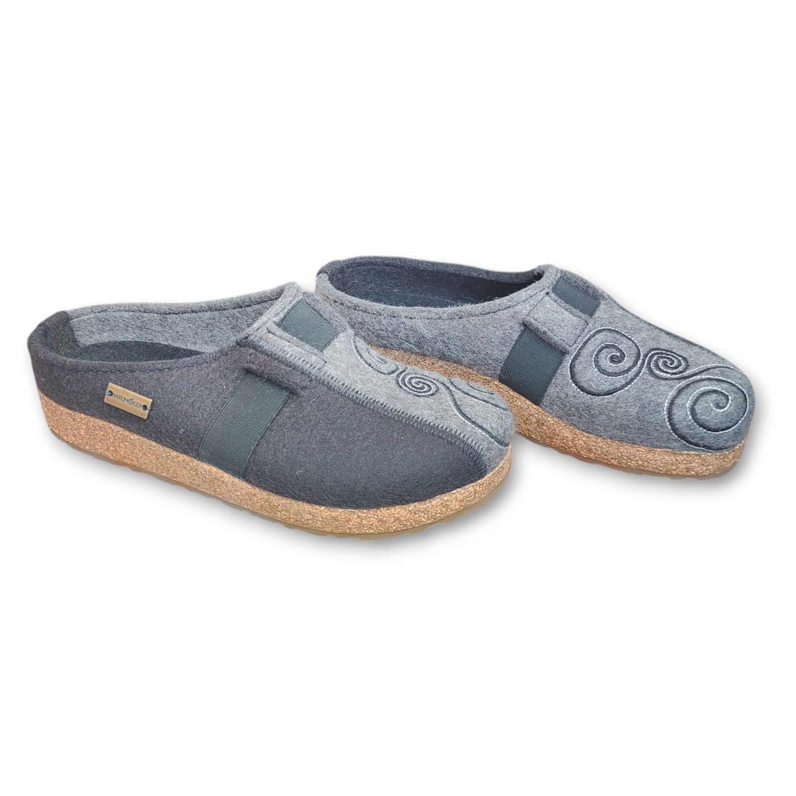 Haflinger Magic Grizzly Collection Pure New Wool Black/Gray Slipper Clogs NWT