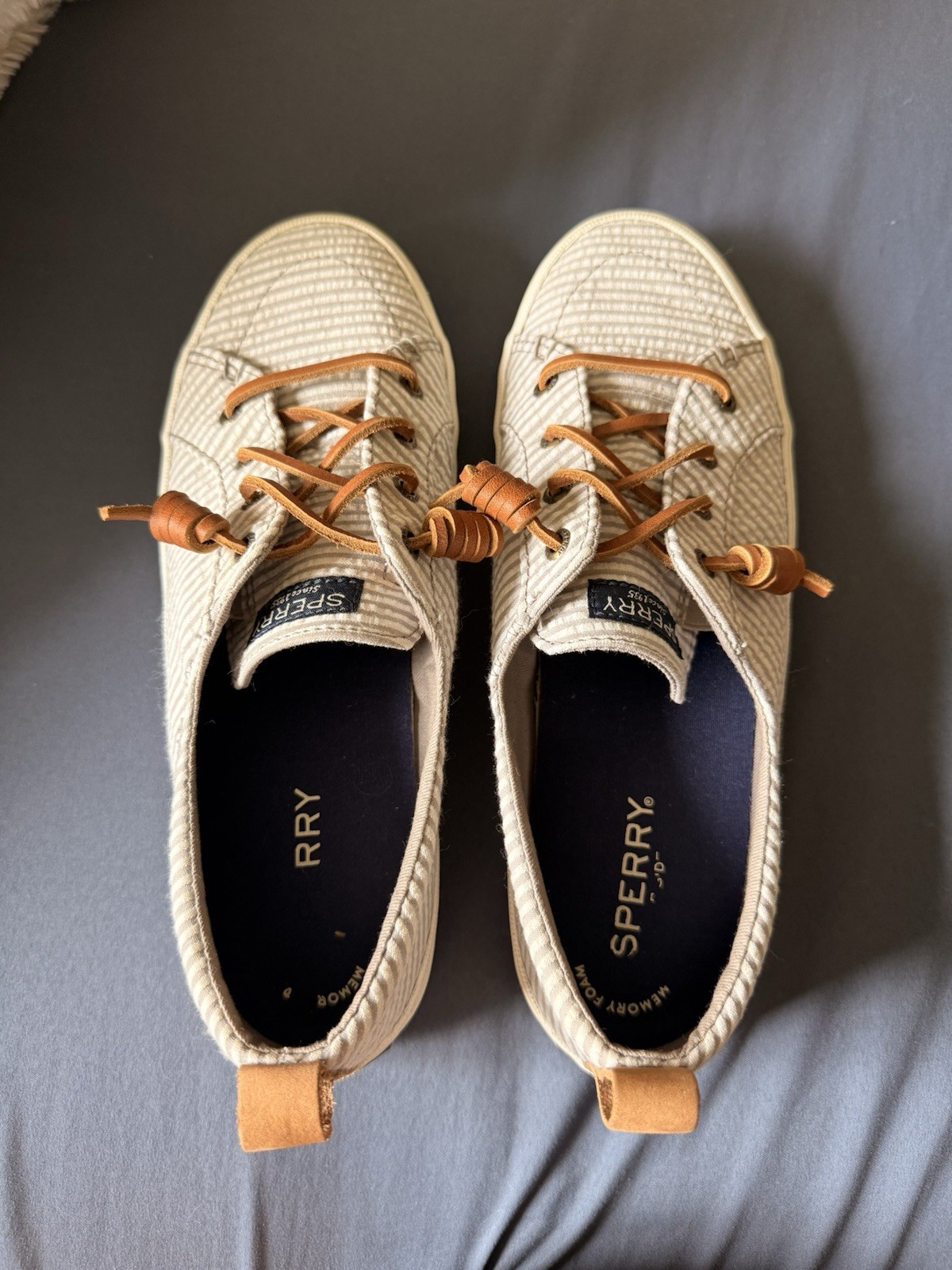 Sperry STS84909 Women’s Seersucker Striped Memory Foam Lace-Up Sneaker 8