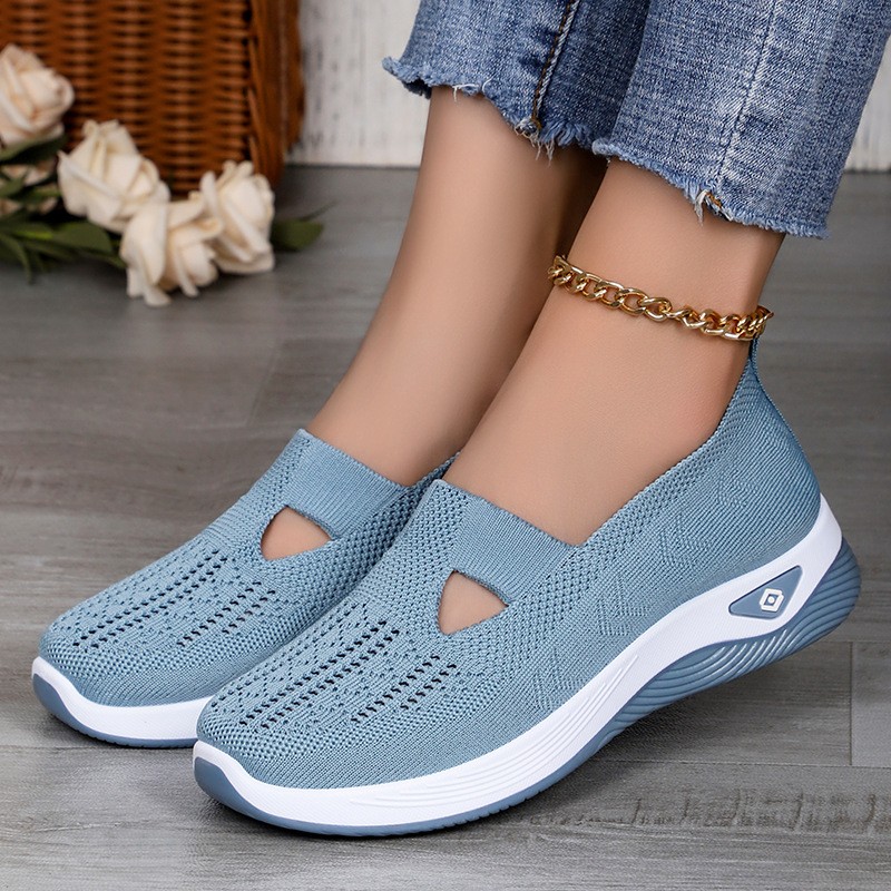 Women’s casual shoes, fly woven breathable shallow mouth cloth shoes lightweight