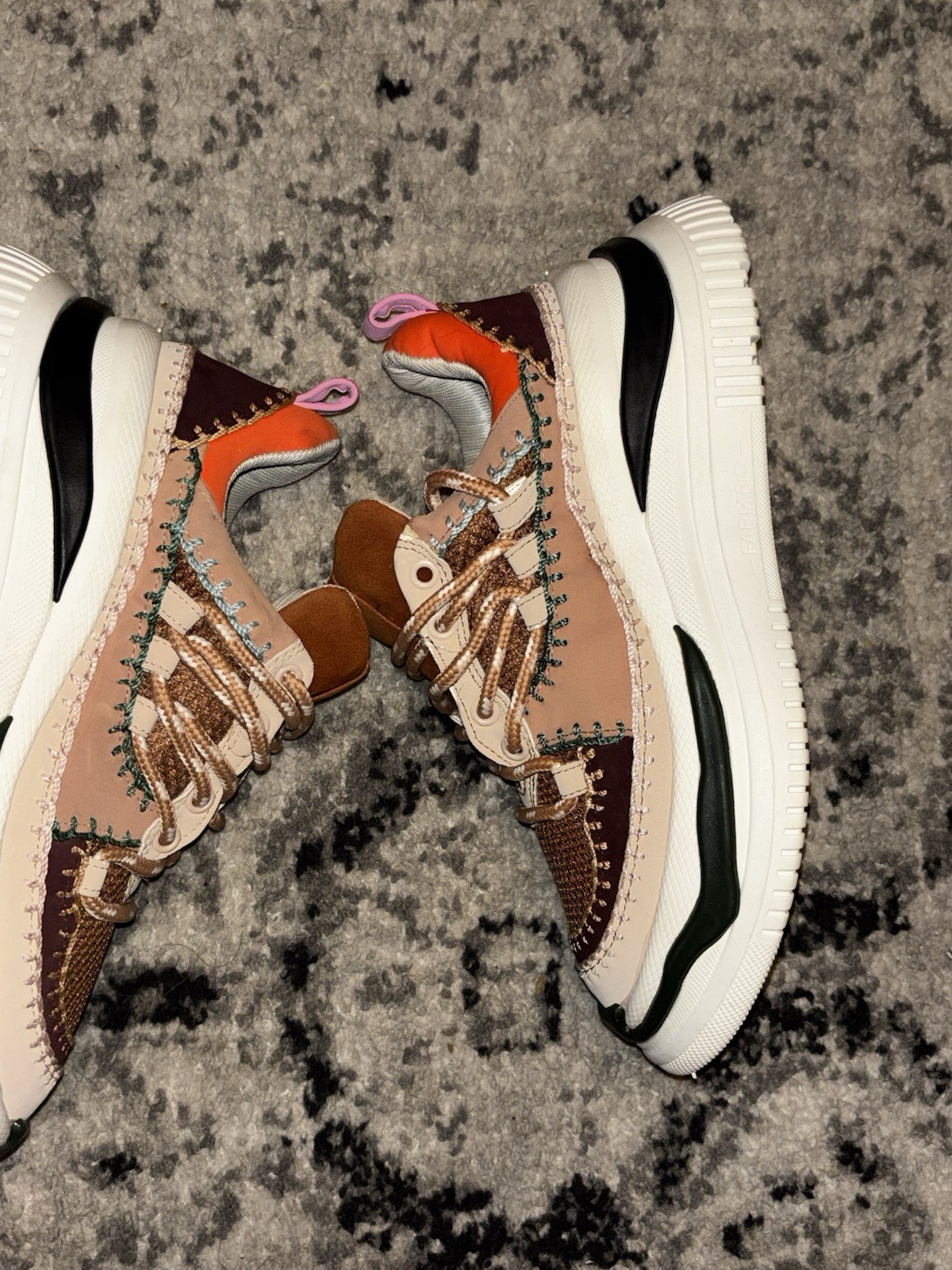 FARM Rio Zigzag Platform Sneaker White Multi Colored Women’s Size 7.5