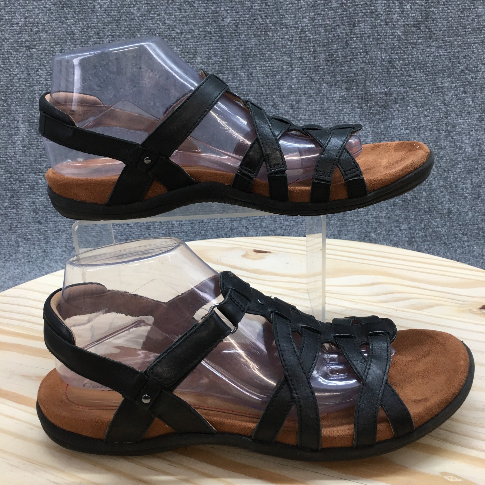 Cobb Hill Sandals Womens 10 N Ruby Strappy Slingback Flats CI7777 Black Leather