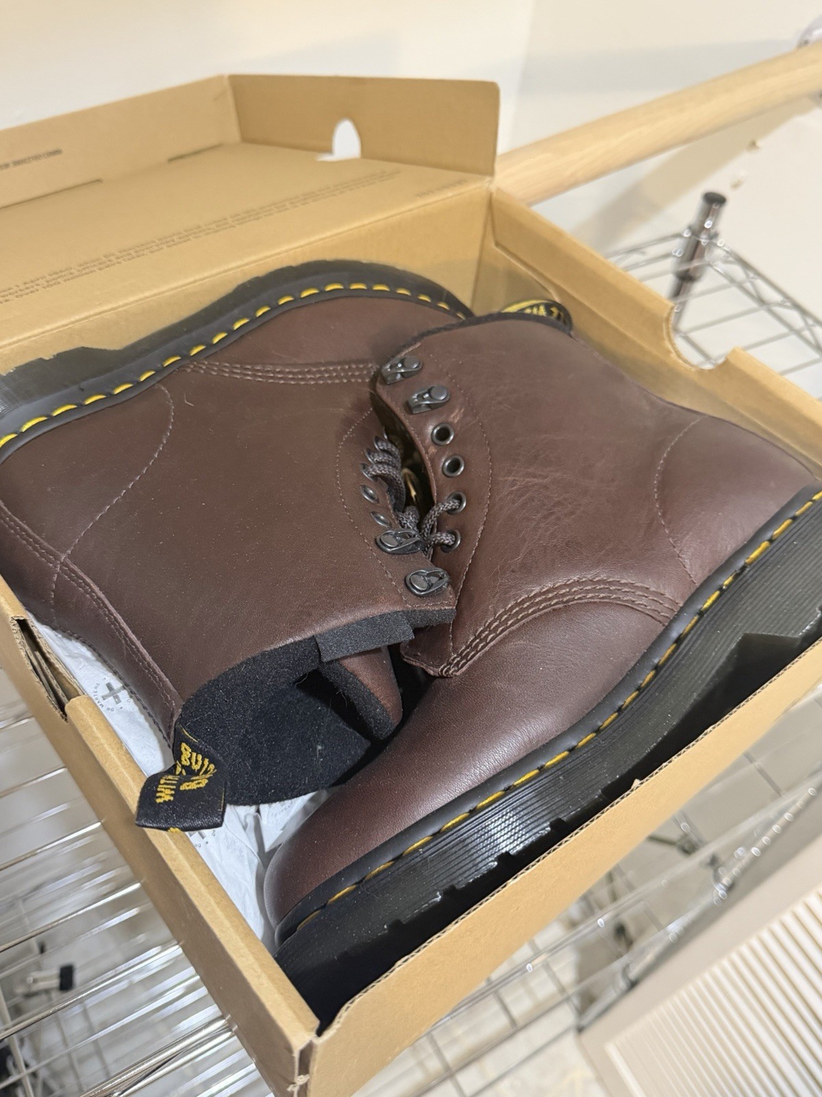 Brand New Dr Martens 1460 Pascal Fur Lined Boots Dark Brown Women US8 Mens US7
