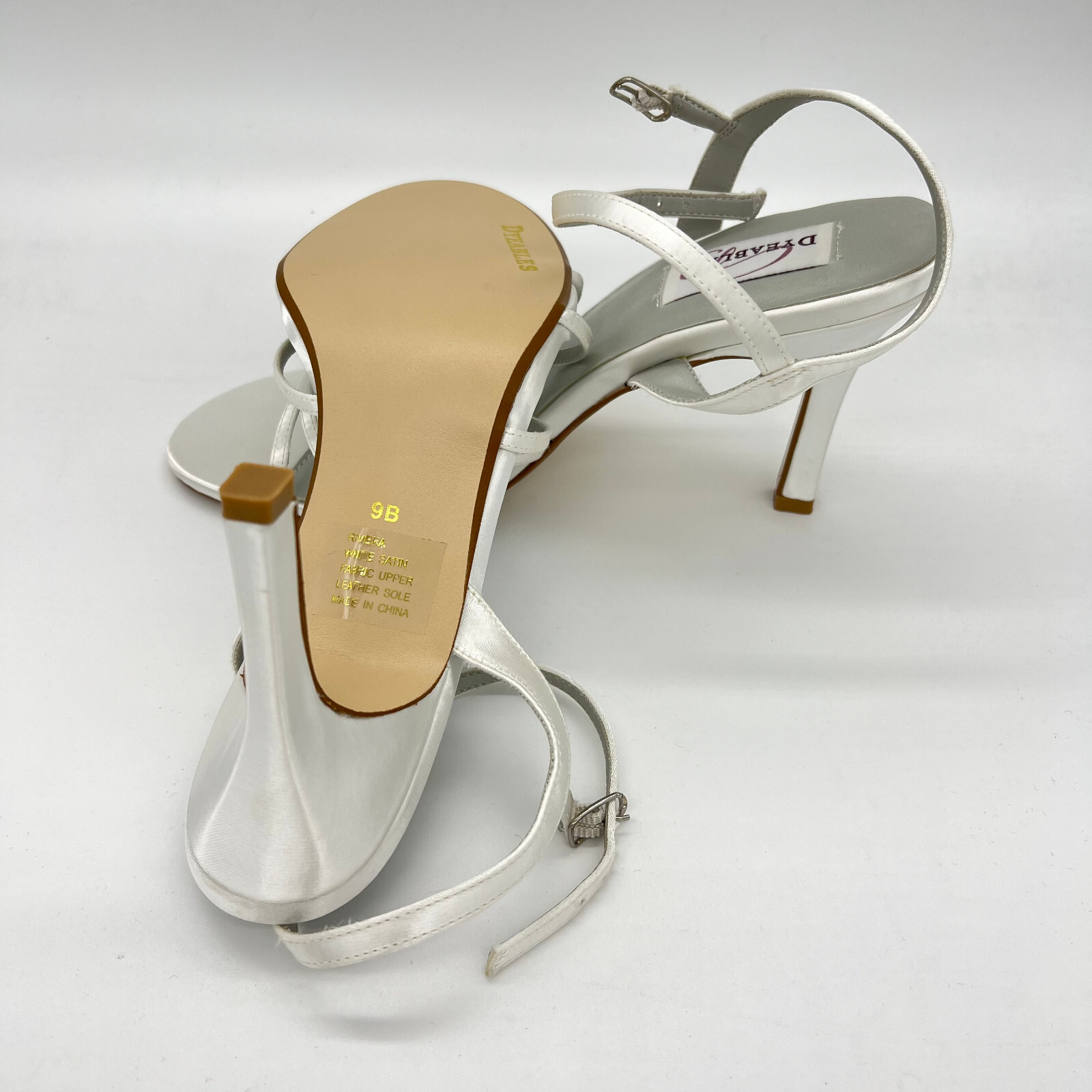 Dyeables Women Ankle Loop Satin Buckle Slingback Fashion Sandals White Satin 9B