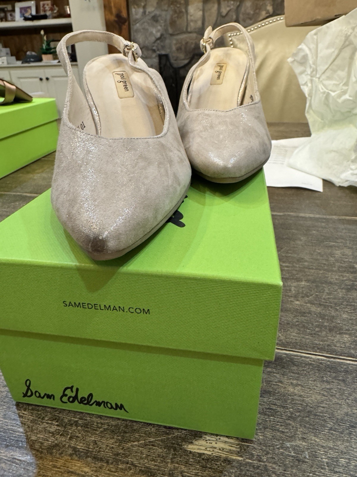 Paul Green Toluca Slingback Pump in Cashmere Metallic Suede Size 3.5 US 6