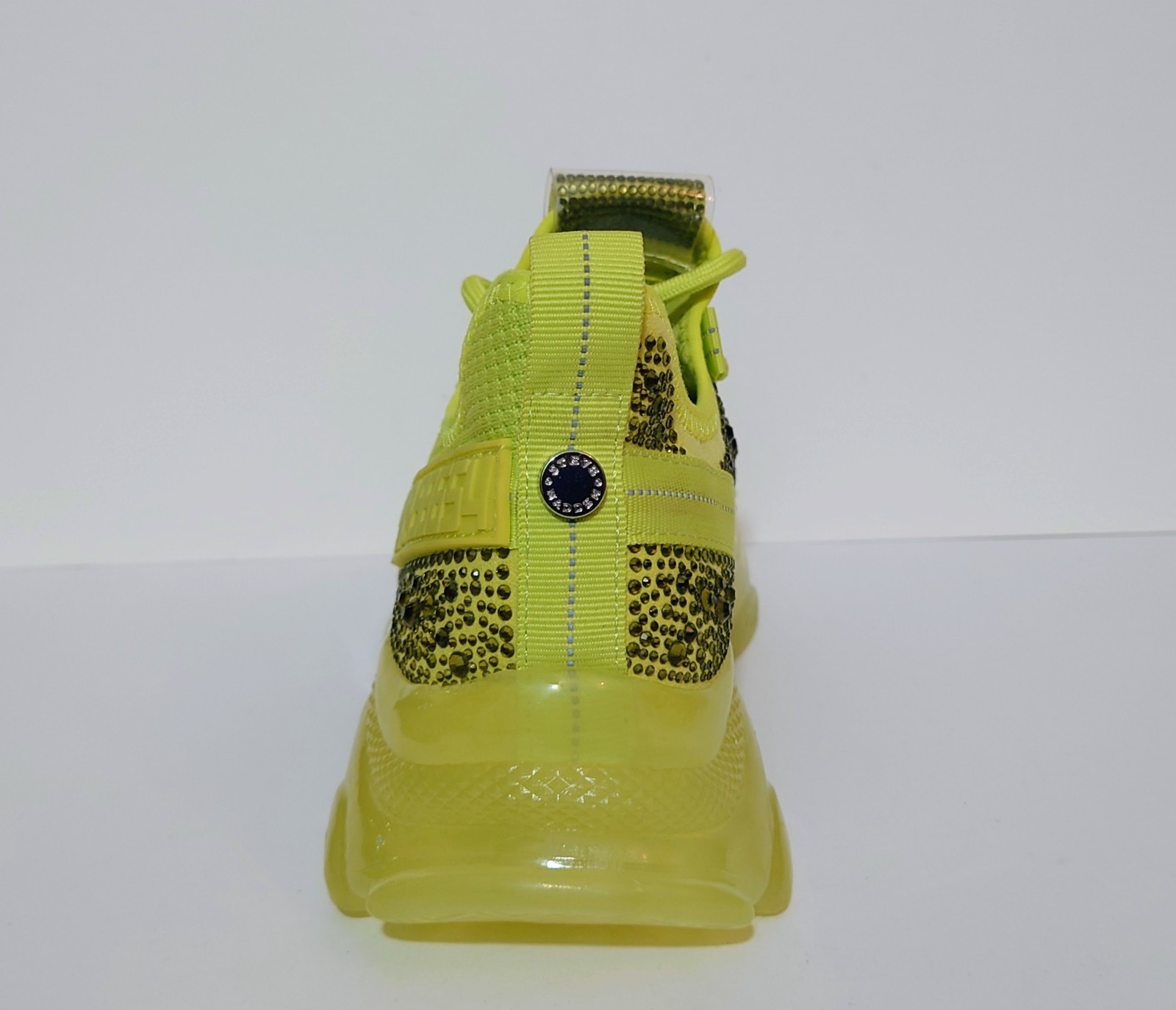 Steve Madden Maxima Knit Rhinestone Neon Yellow SM NY90 Size 8.5