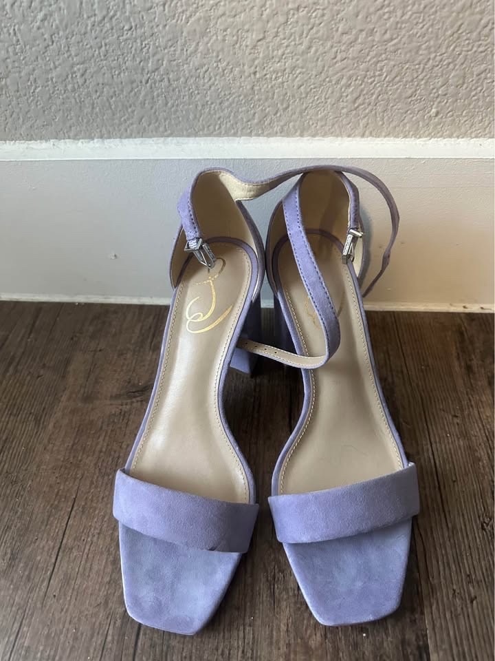 New Sam Edelman Wilson Heeled Sandals in Purple Iris Square Toe – Size 7.5