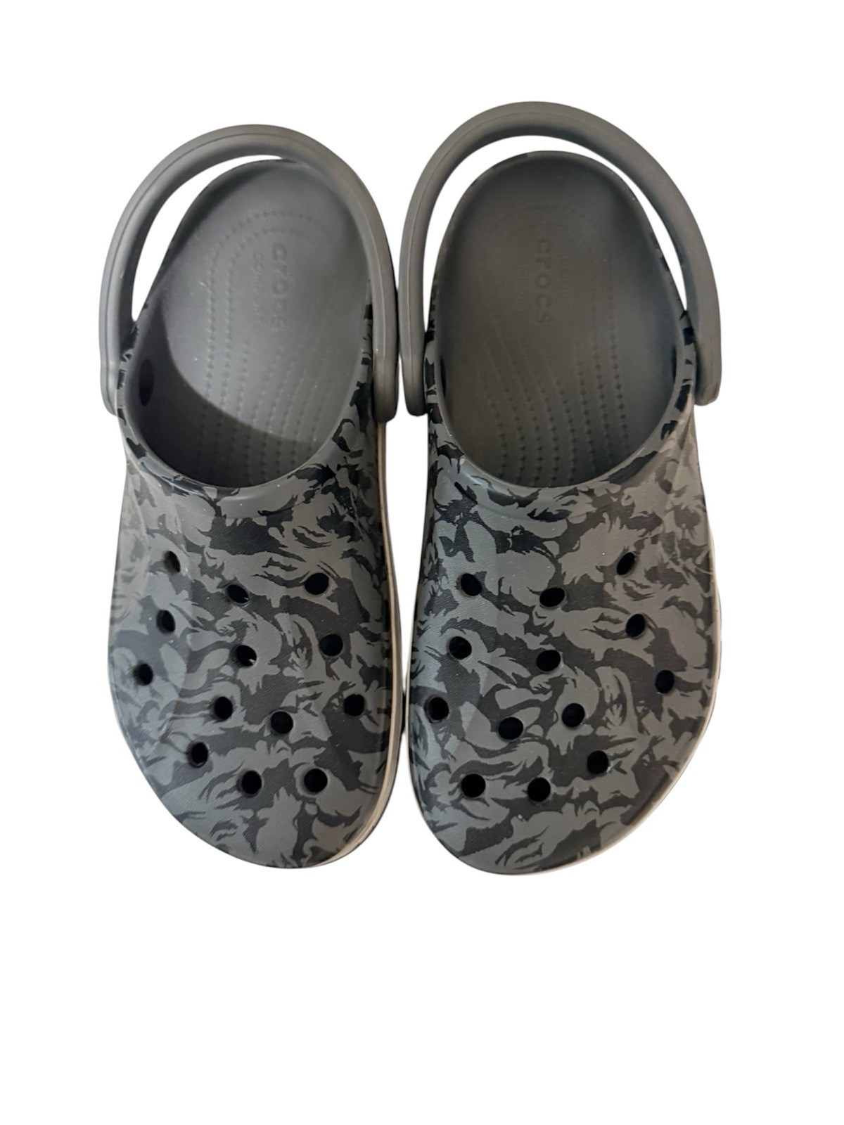 Crocs Clogs Womens 8 Mens 6 Gray White Bayaband Chevron Slip On Shoes Comfort