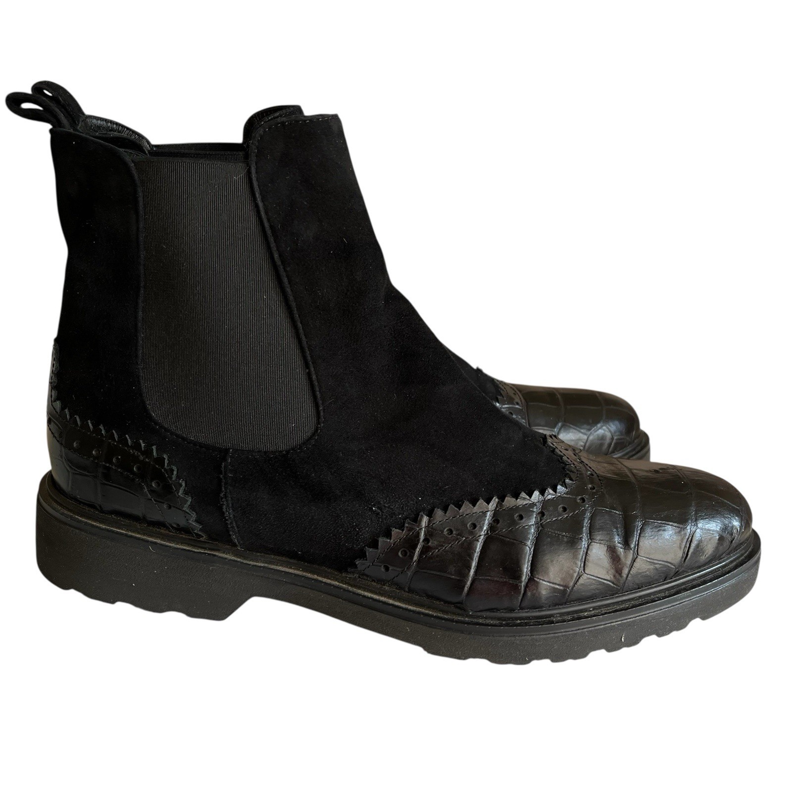 Michele Lopriore Parigi Black Suede/Leather Chelsea Boot Sz EU40 US 9