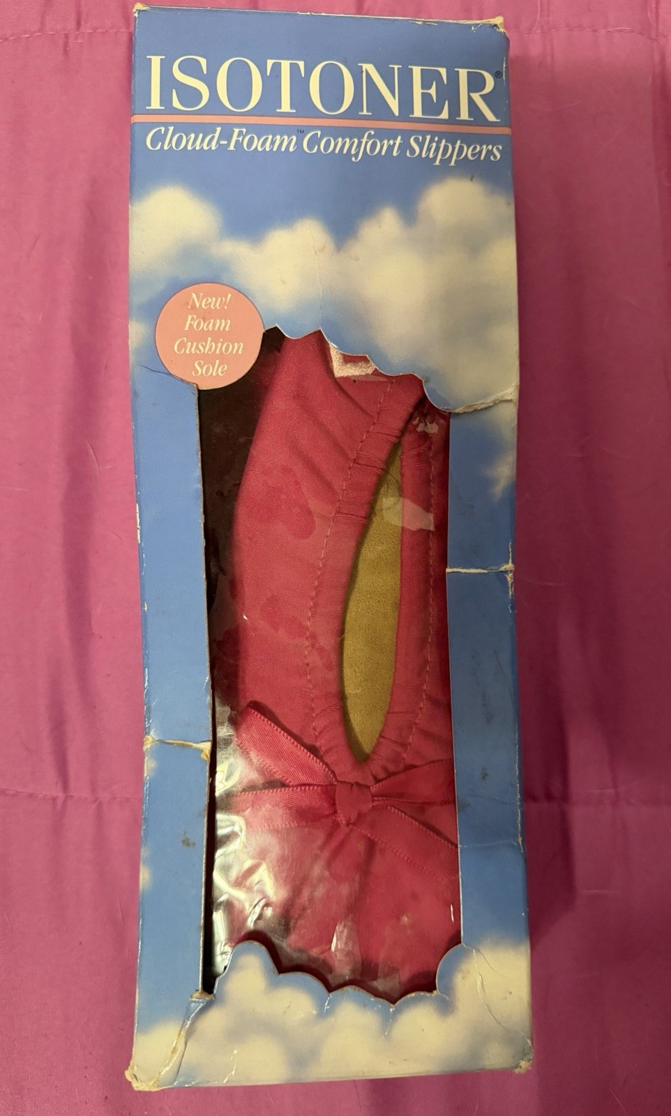 Vintage Lot Of 2 New Isotoner Slippers Women’s M 6.5/7.5 Rose Cerise Pink Blue