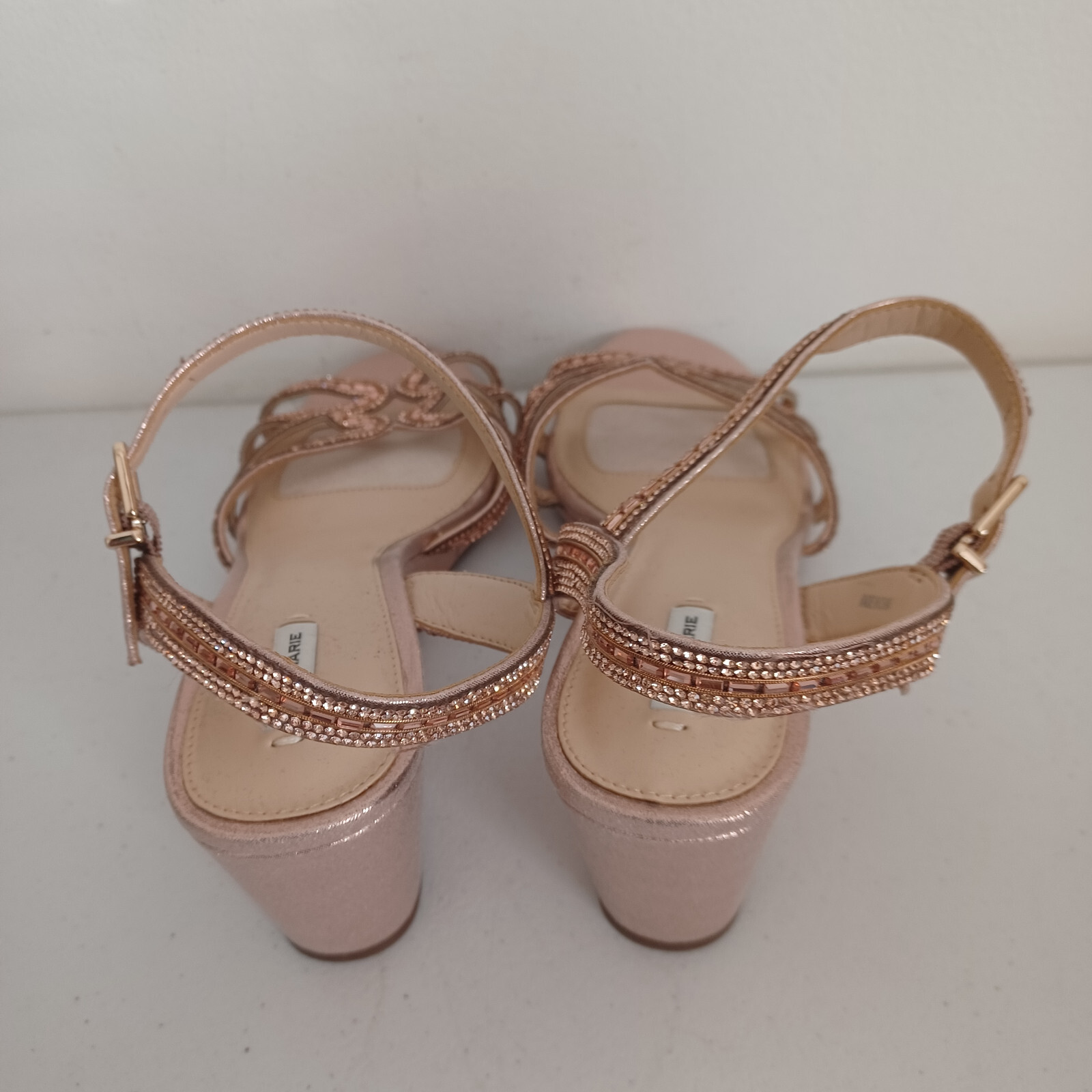 Alex Marie Gold Shimmer Wedges Heels Party Sandals Women’s Size 10M NEW