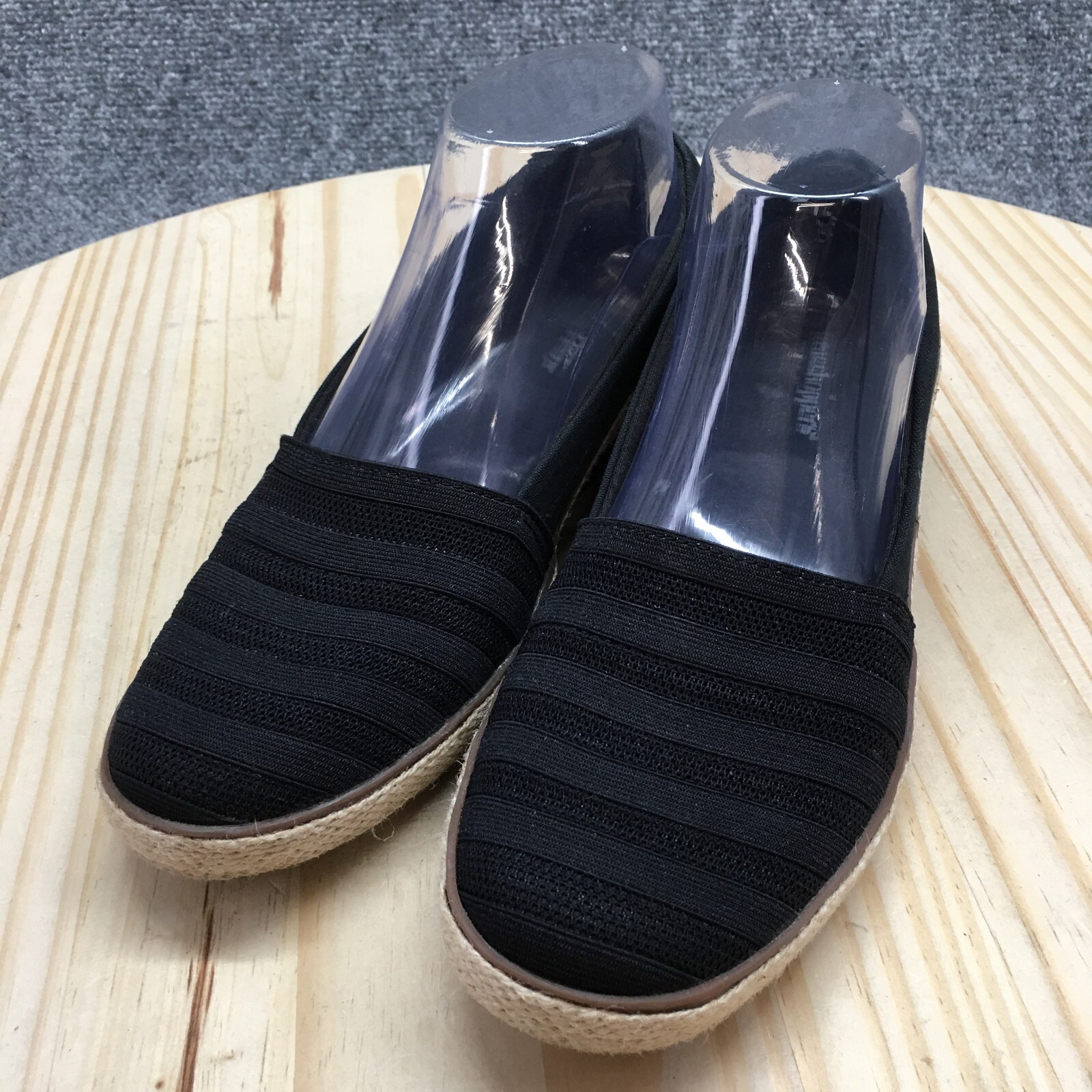 Grasshoppers Shoes Womens 6.5 M Cleo Casual Slip On Wedge Loafer Black Fabric