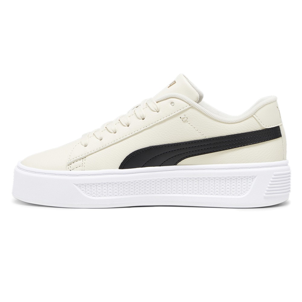 PUMA Smash V3 Platform Lace Up Womens Off White Sneakers Casual Shoes 39075808