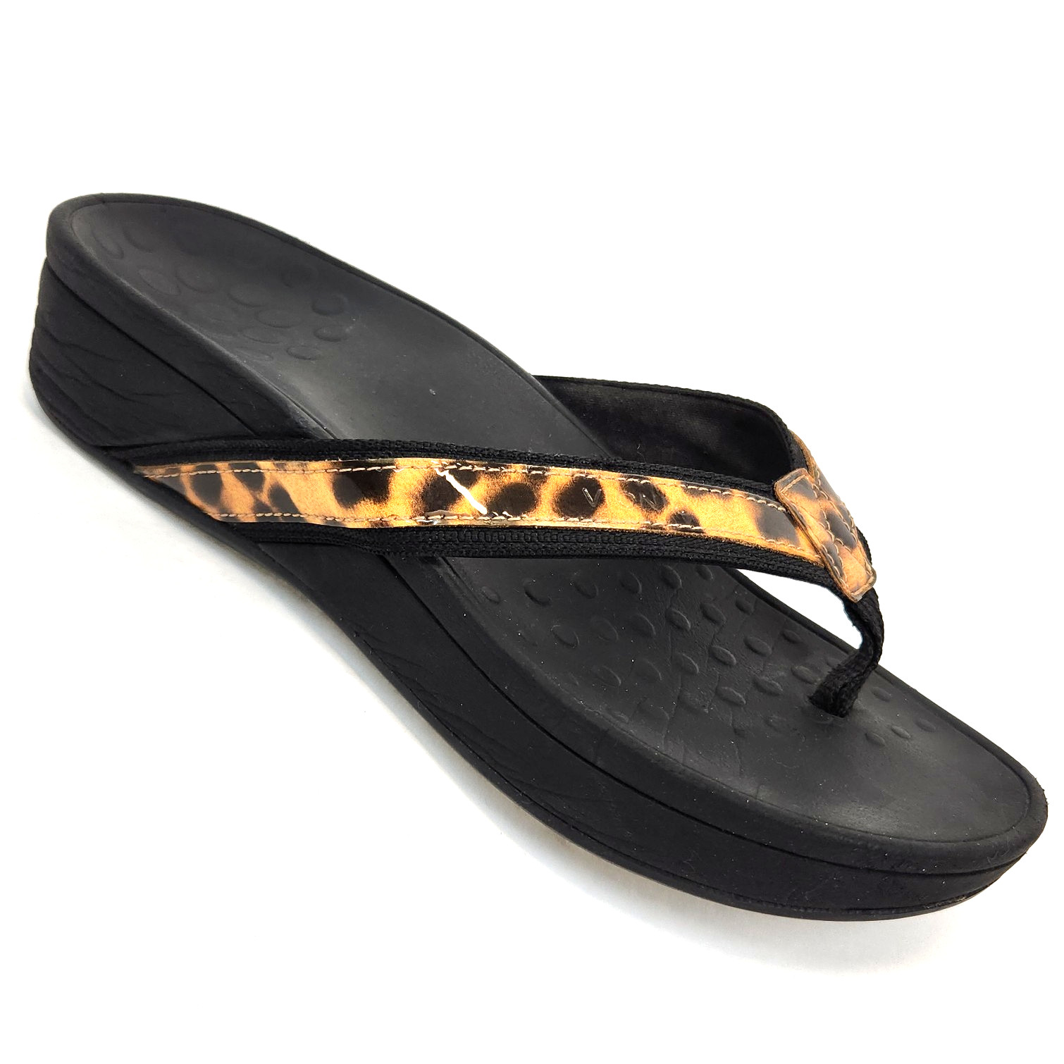 Vionic 380 High Tide Platform Flip Flop Sandals Womens 7 Leopard Print Orthotic